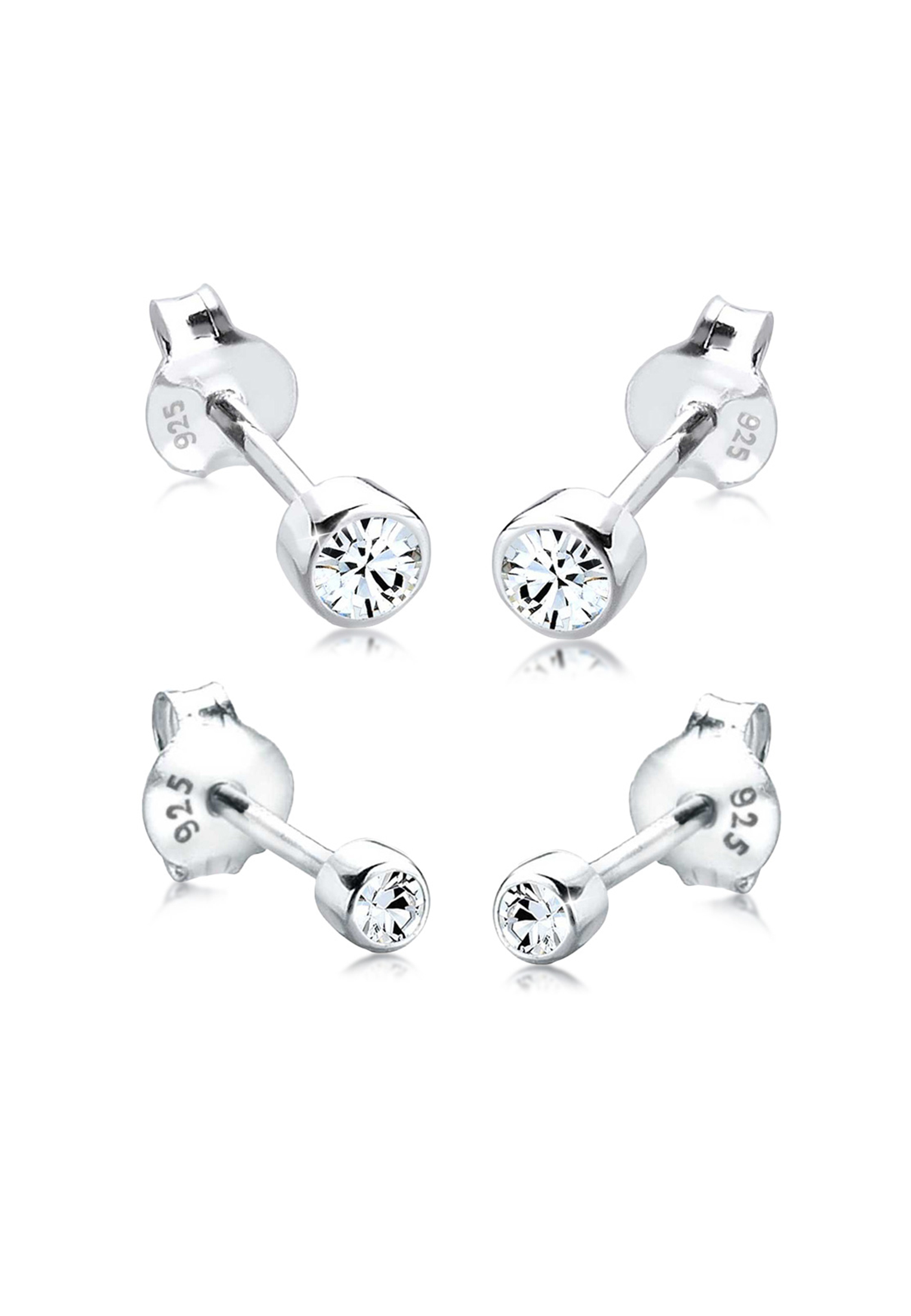 Ohrstecker 2er Set Basic | Kristall (Weiß) | 925er Sterling Silber