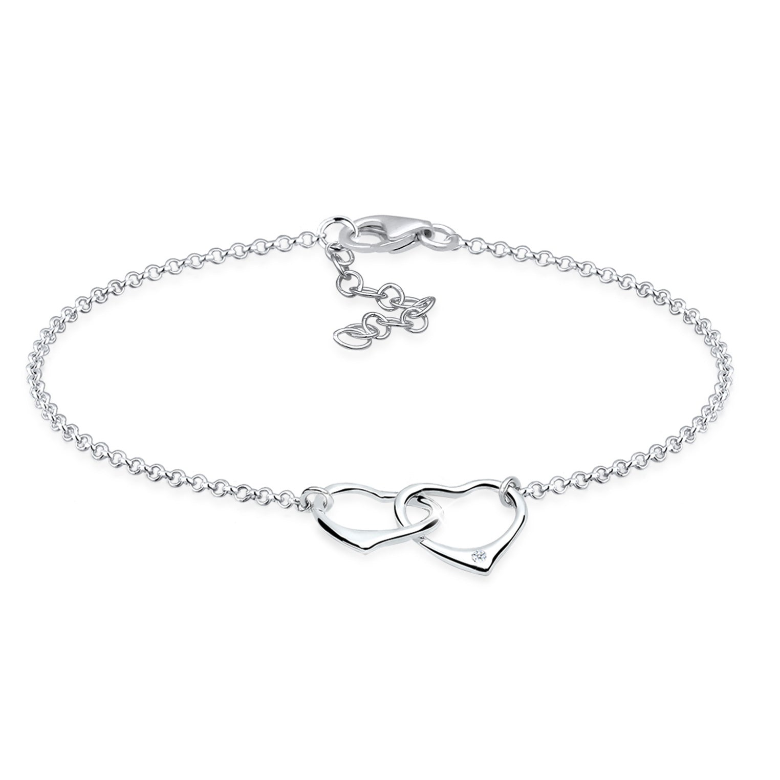 Armband Herz | Diamant ( Weiß, 0,015 ct ) | 925er Sterling Silber