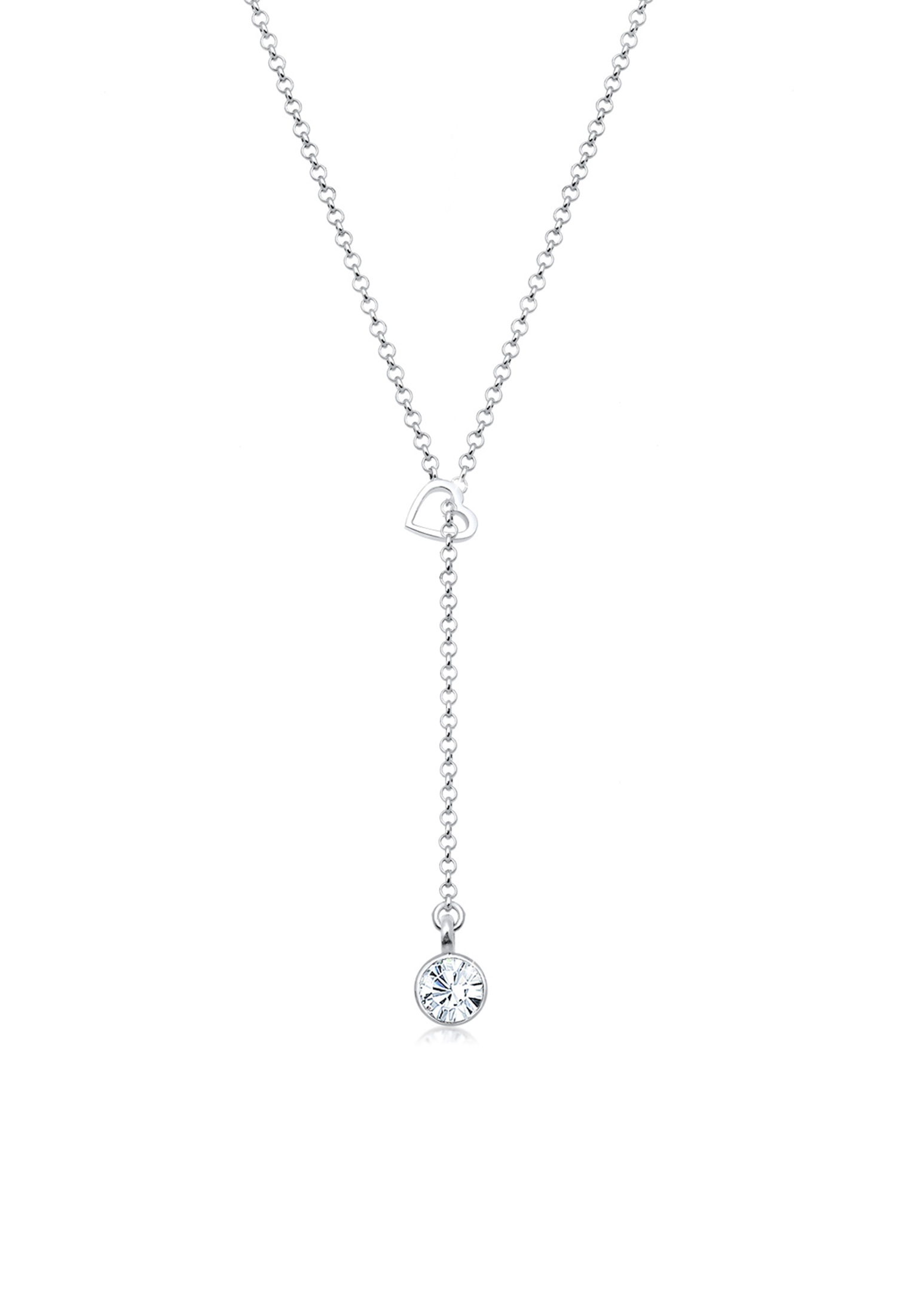 Y-Halskette Herz | Kristall ( Weiß ) | 925er Sterling Silber