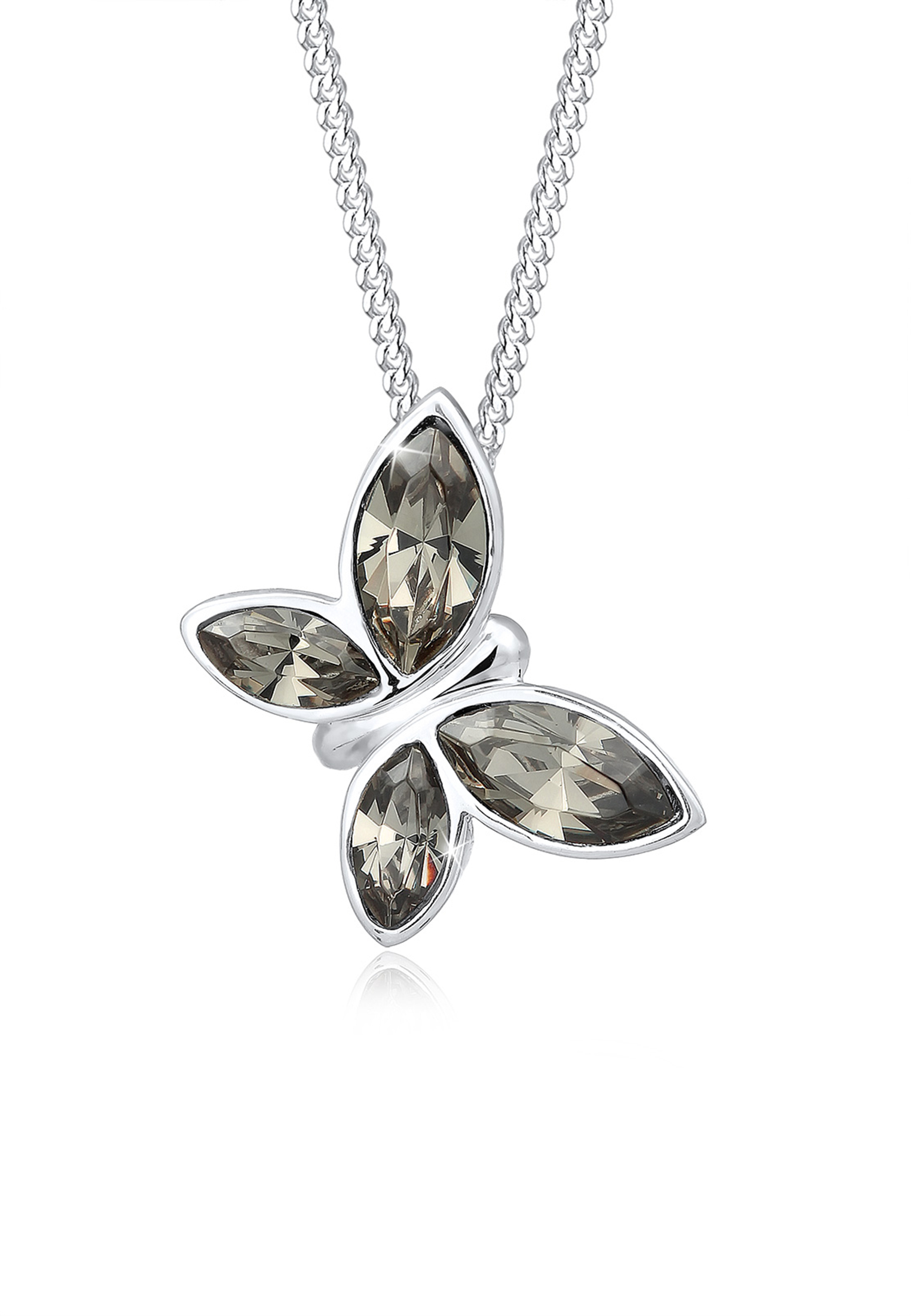Halskette Schmetterling | Kristall ( Grau ) | 925er Sterling Silber