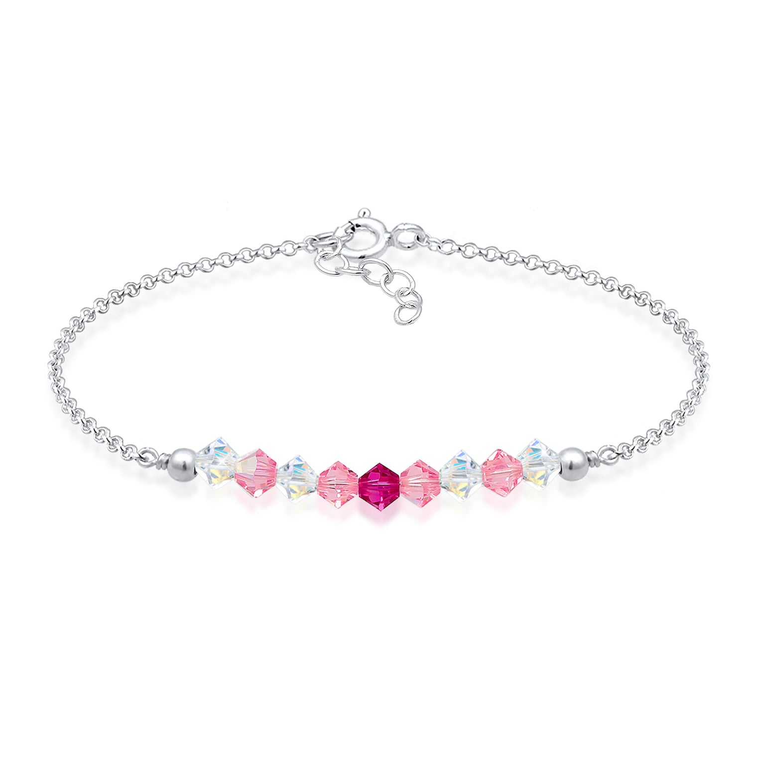 Halskette Blume | Kristall ( Rosa ) | 925er Sterling Silber