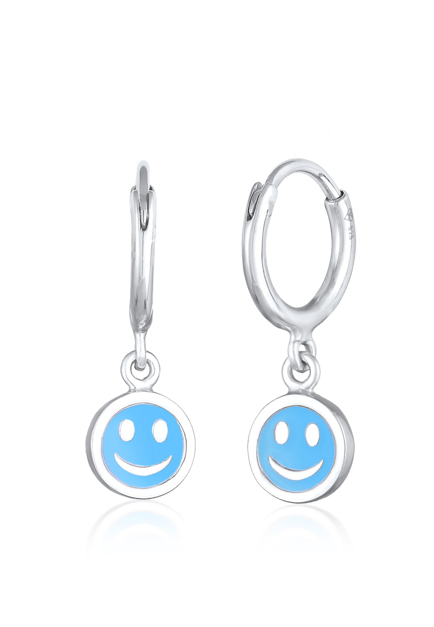 Creolen Smiley Anhänger | Emaille | 925er Sterling Silber