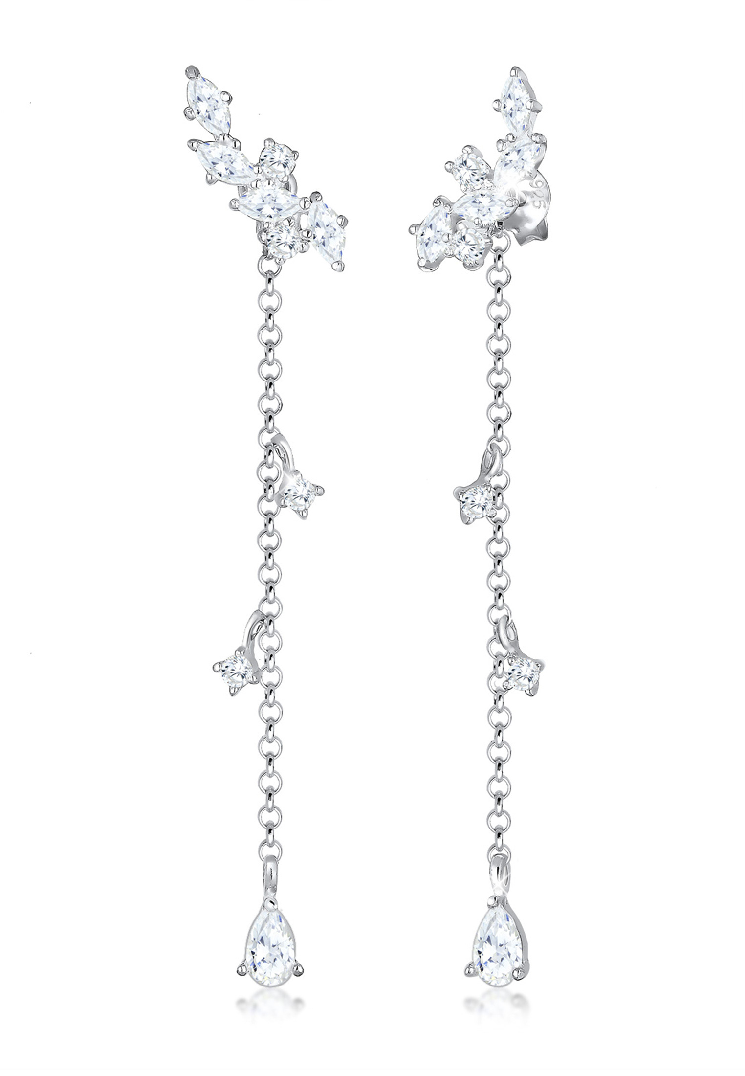 Ohrhänger Ear Chain | Zirkonia ( Weiß ) | 925er Sterling Silber