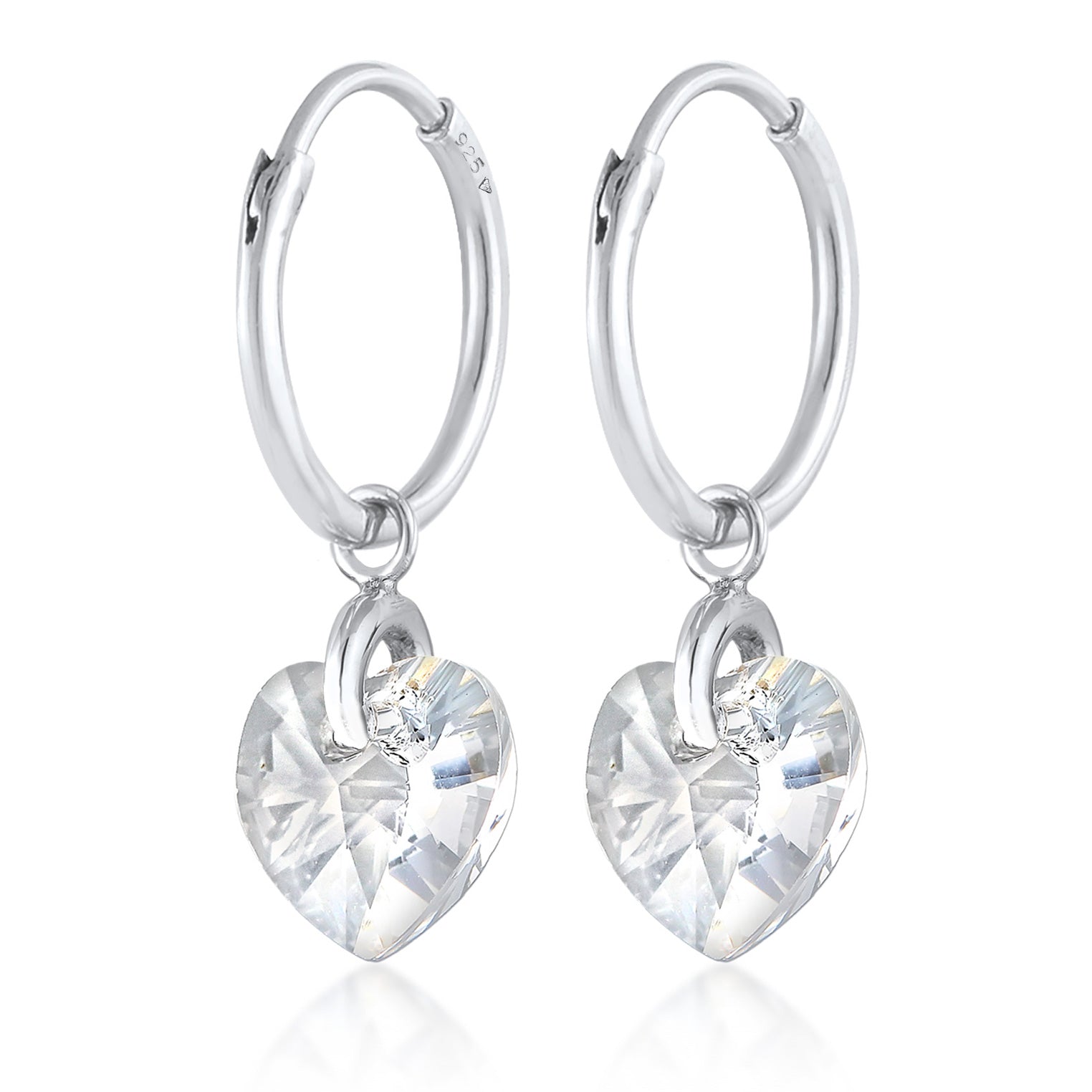 Ohrhänger Herz | Kristalle (Weiß) | 925er Sterling Silber