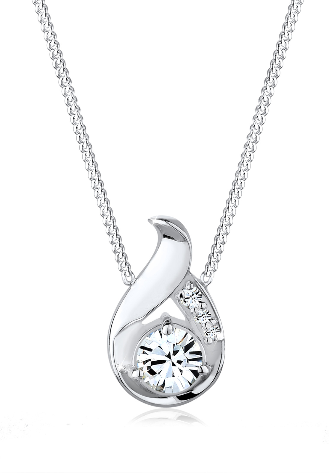 Halskette Tropfen | Kristall ( Weiß ) | 925er Sterling Silber