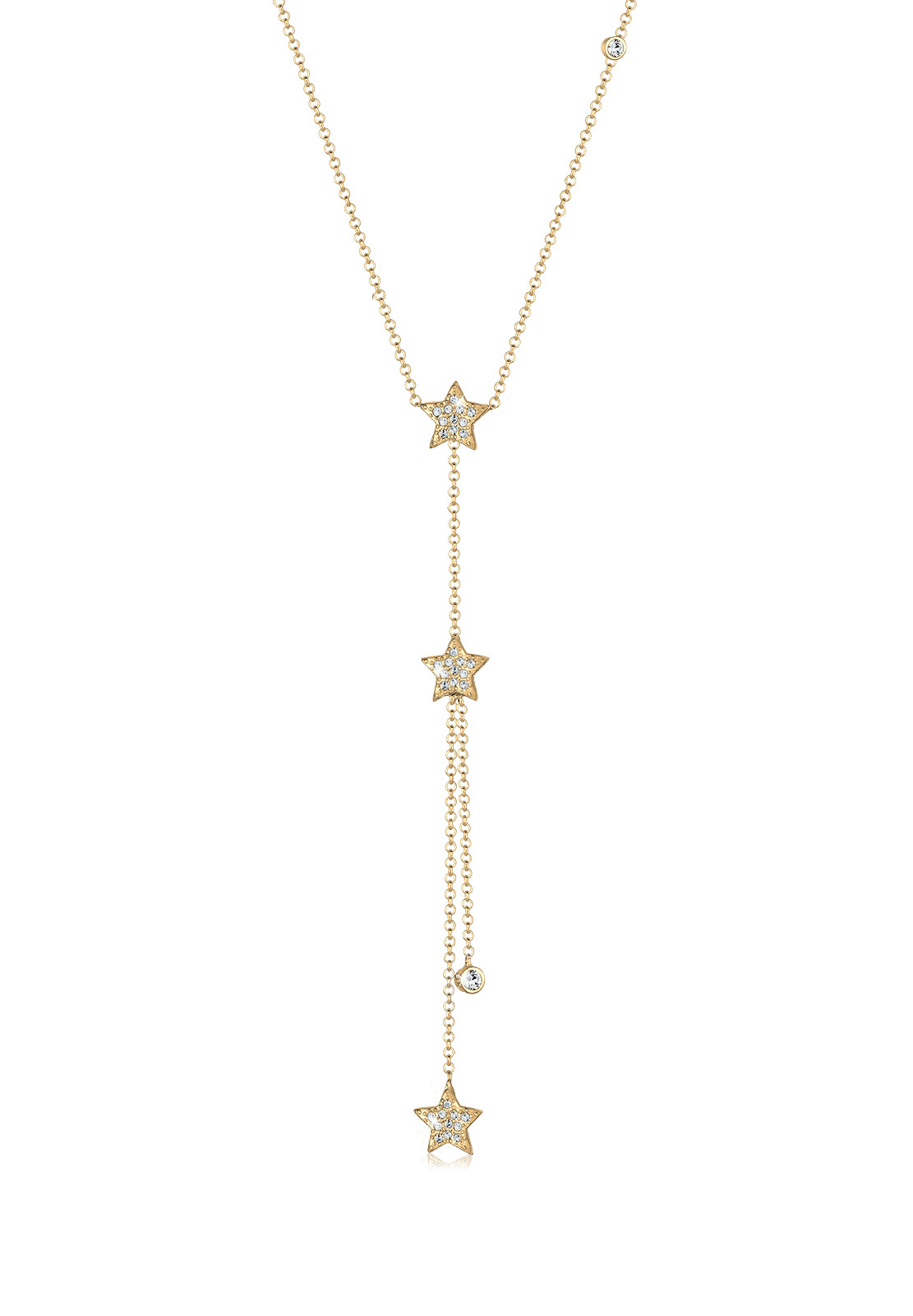 Y-Halskette Astro | Kristall ( Weiß ) | 925 Sterling Silber vergoldet
