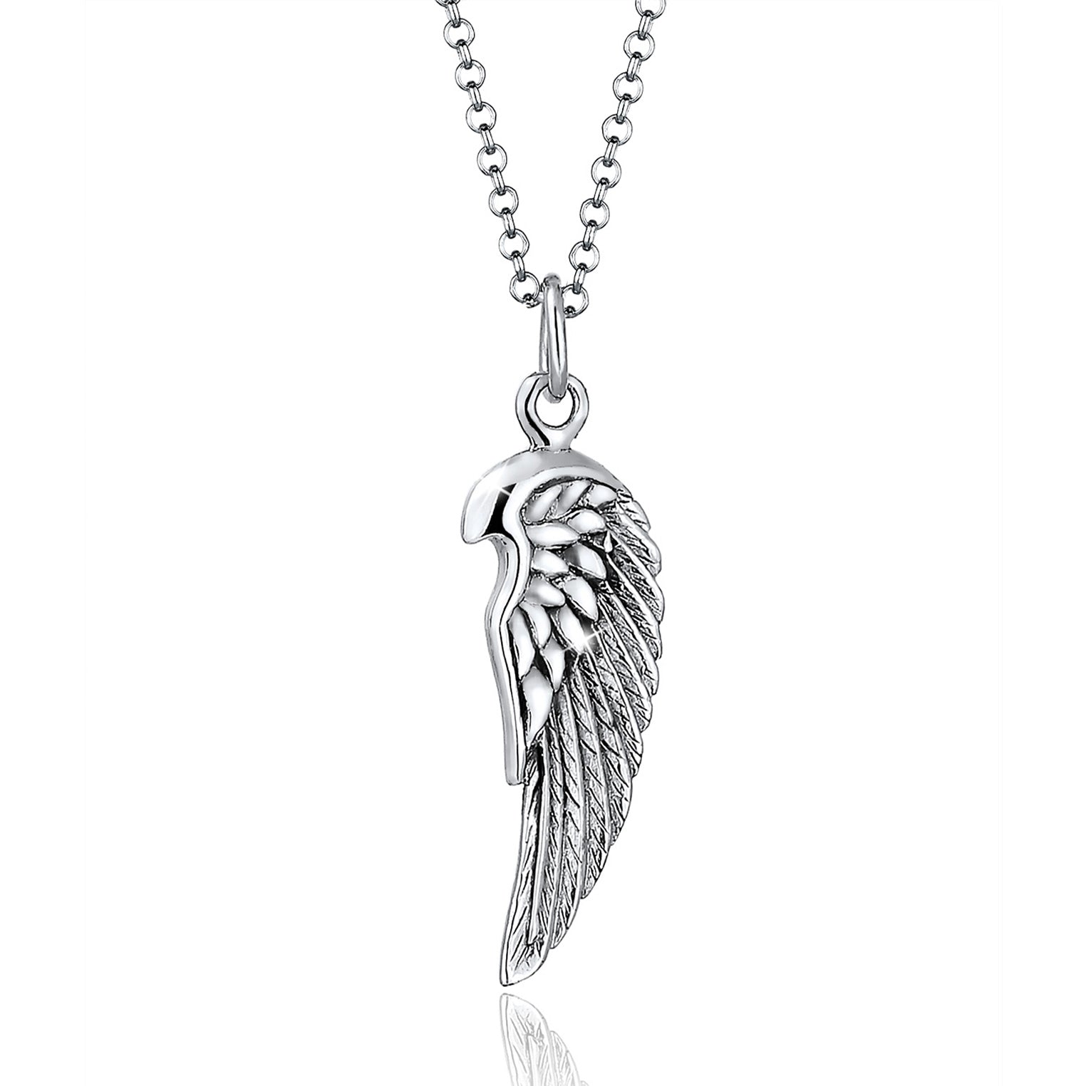 Halskette Flügel | Zirkonia (Schwarz) | 925er Sterling Silber
