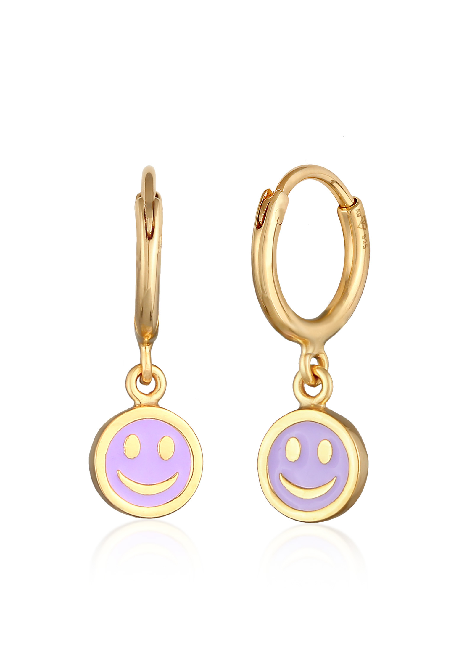 Creolen Smiley Anhänger | Emaille | 925er Sterling Silber