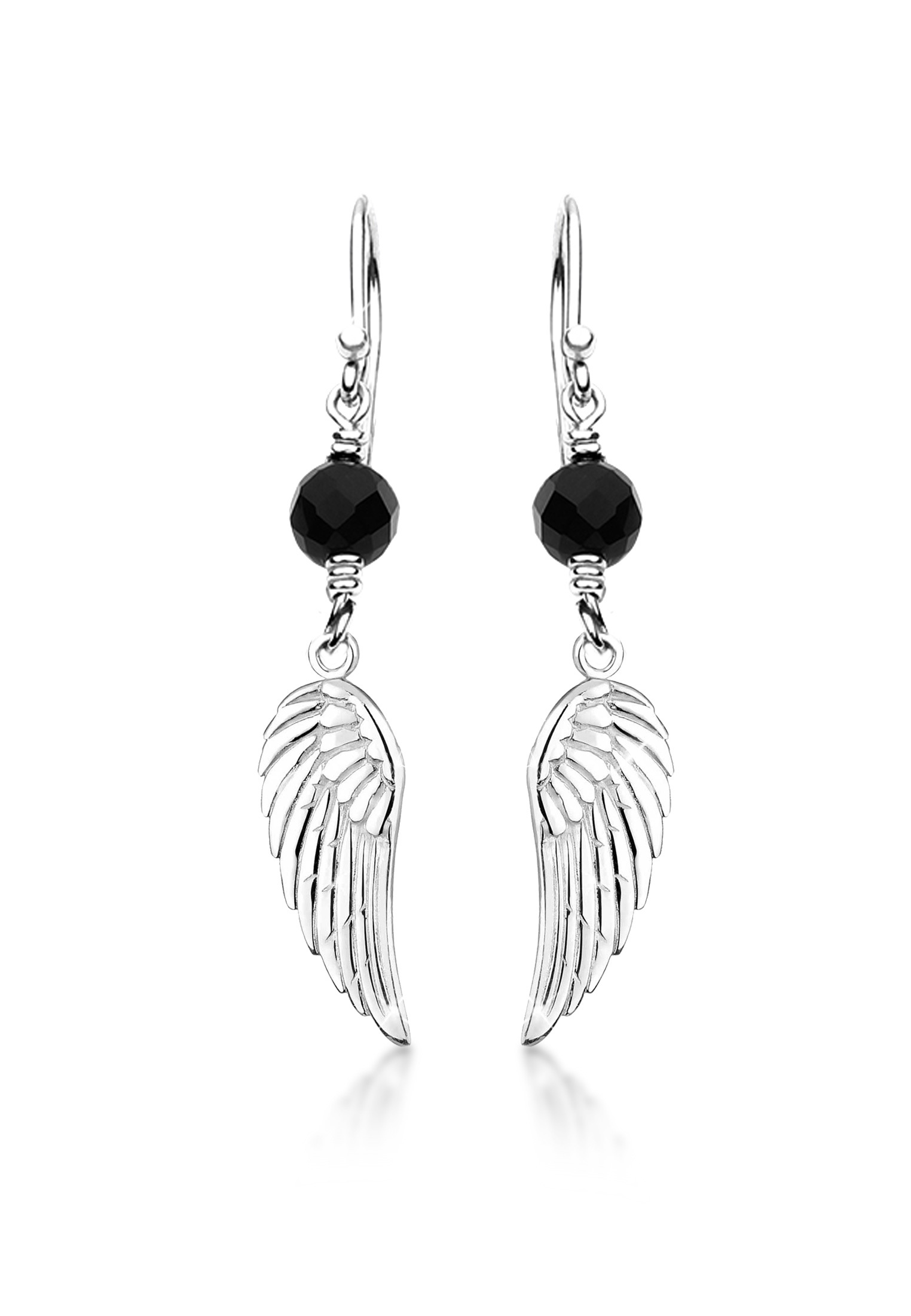 Ohrhänger Flügel | Onyx ( Schwarz ) | 925er Sterling Silber