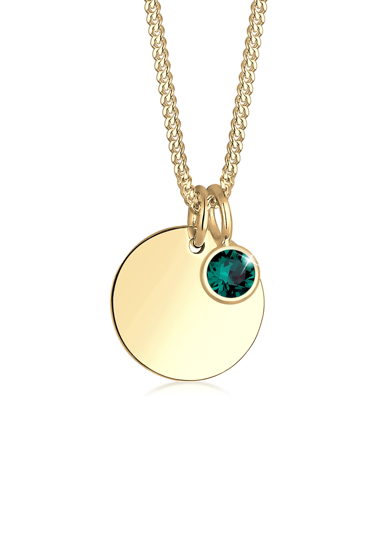 Halskette Geburtsstein | Kristall ( Weiß ) | 925 Sterling Silber vergoldet