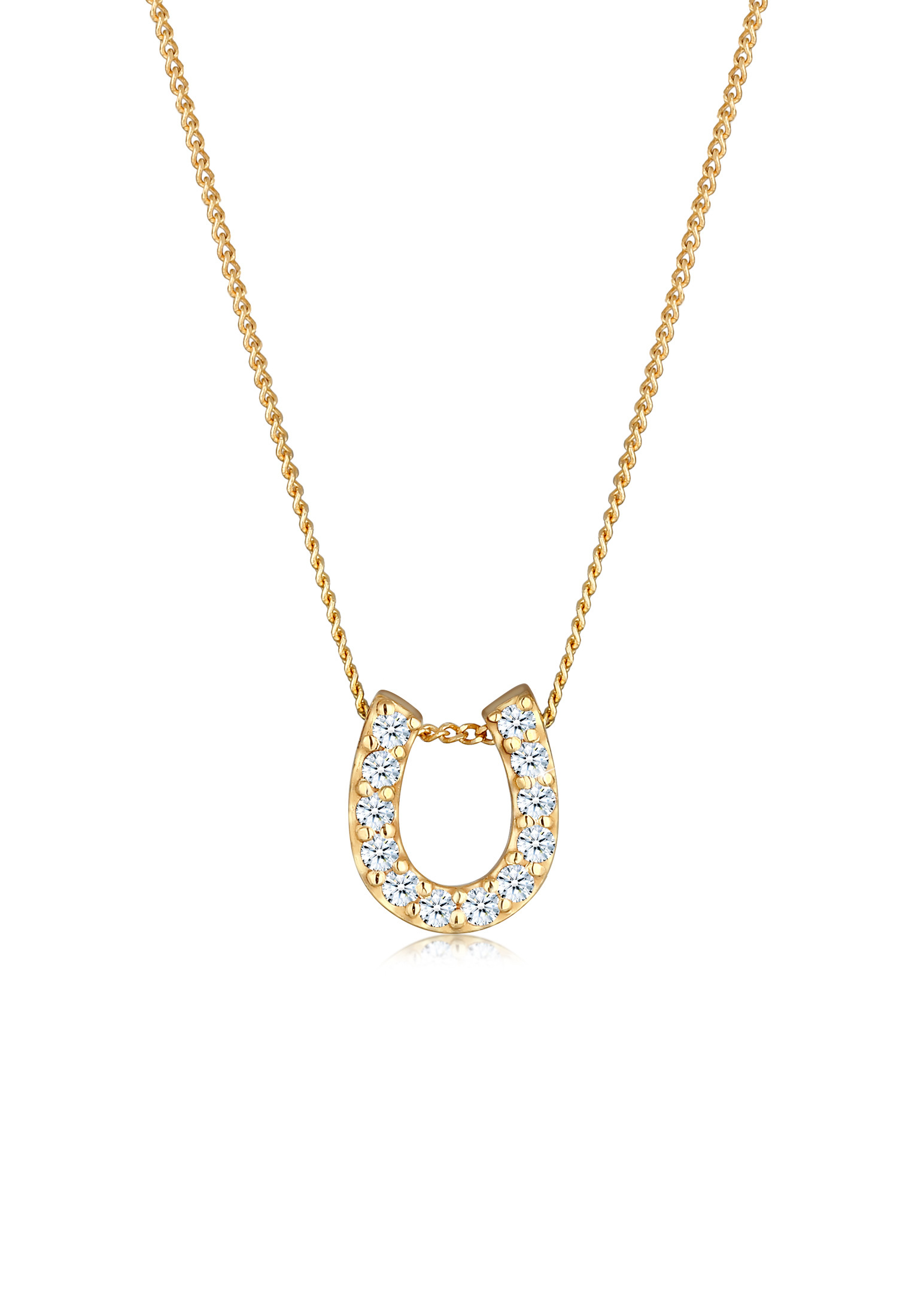 Halskette Hufeisen | Diamant ( Weiß, 0,18 ct ) | 585 Gelbgold