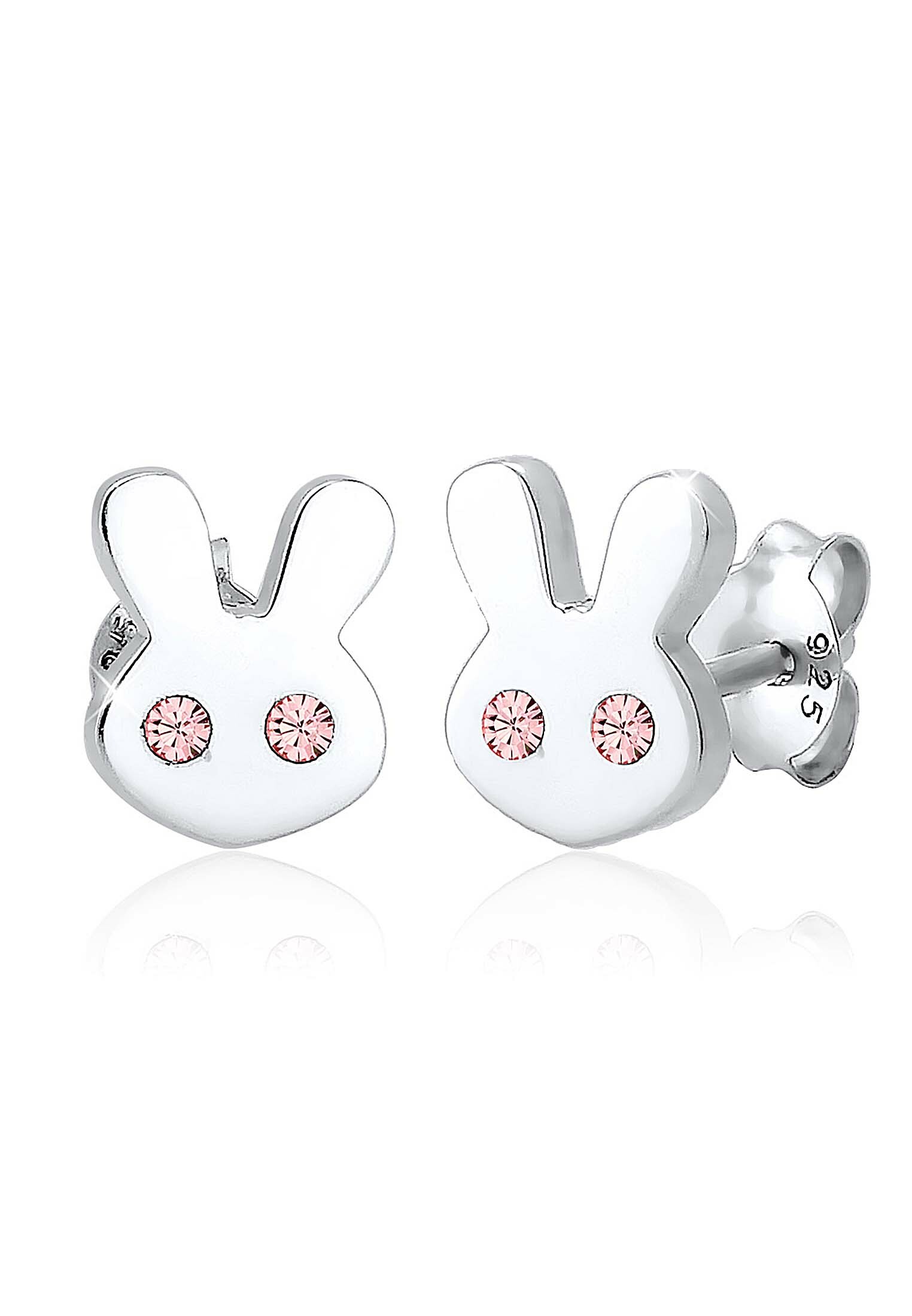 Ohrring Hase | Kristall ( Rosa ) | 925er Sterling Silber