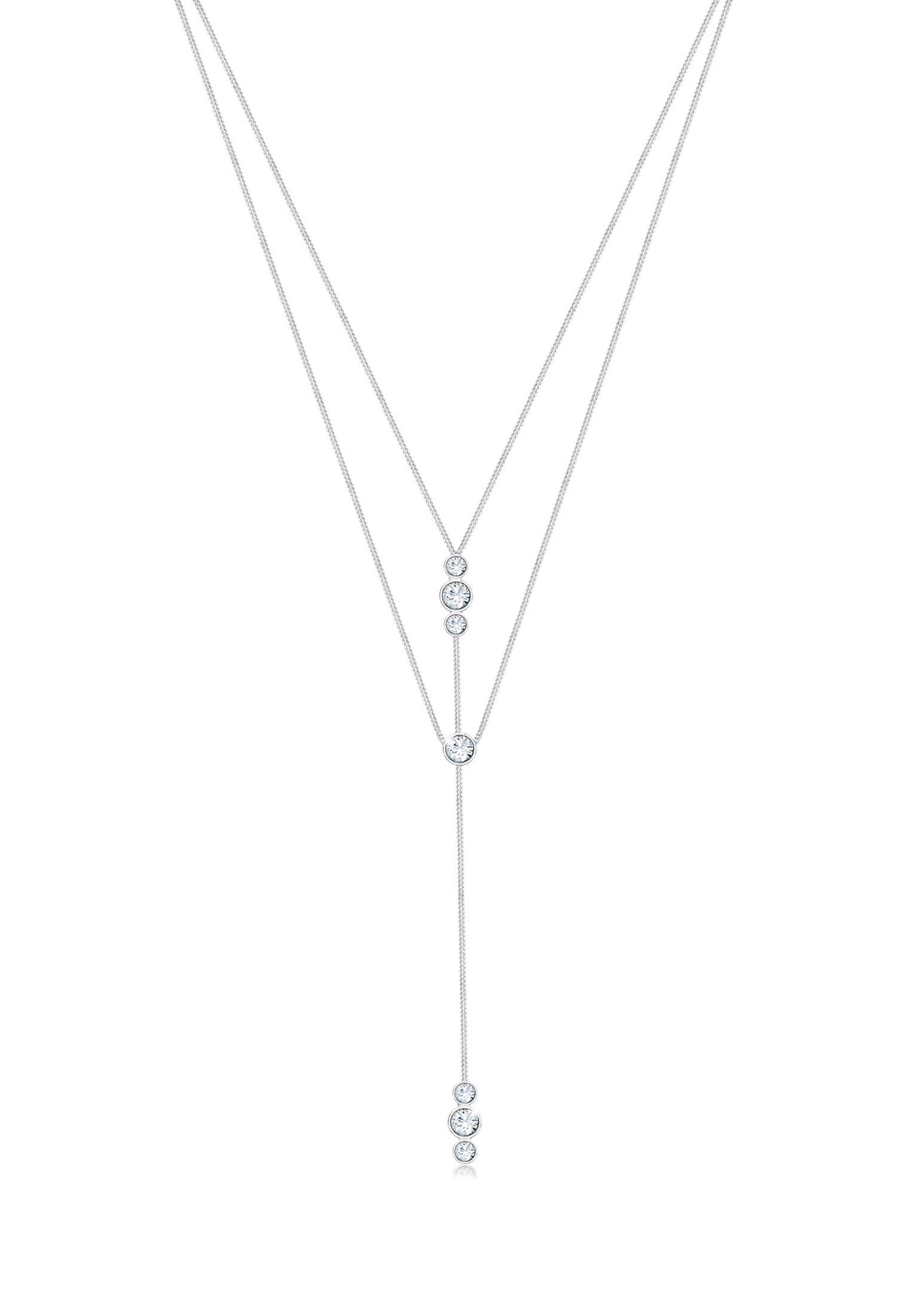 Layer-Halskette | Kristall ( Weiß ) | 925er Sterling Silber