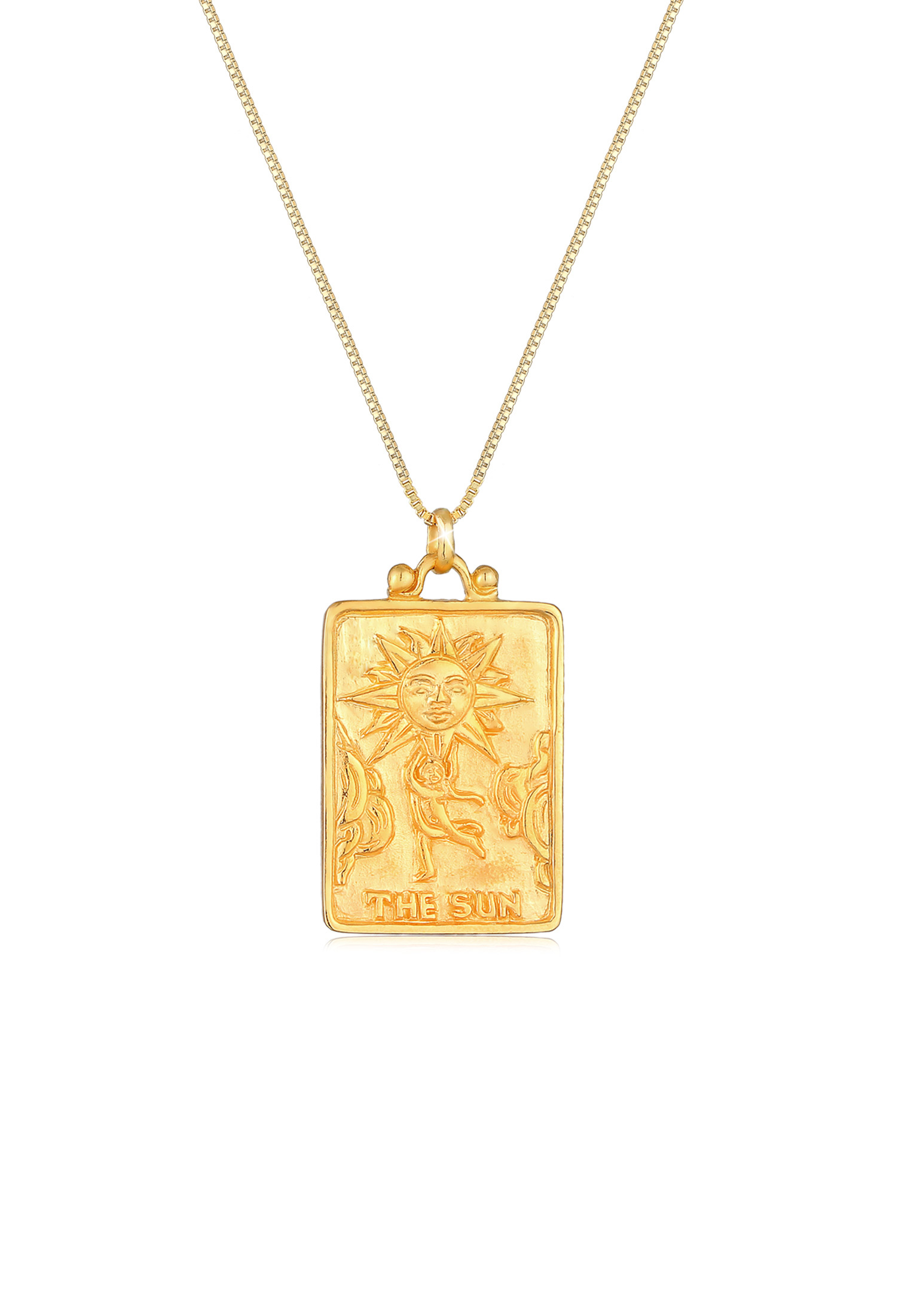 Lange Venezianer-Halskette Sonne | 925 Sterling Silber vergoldet