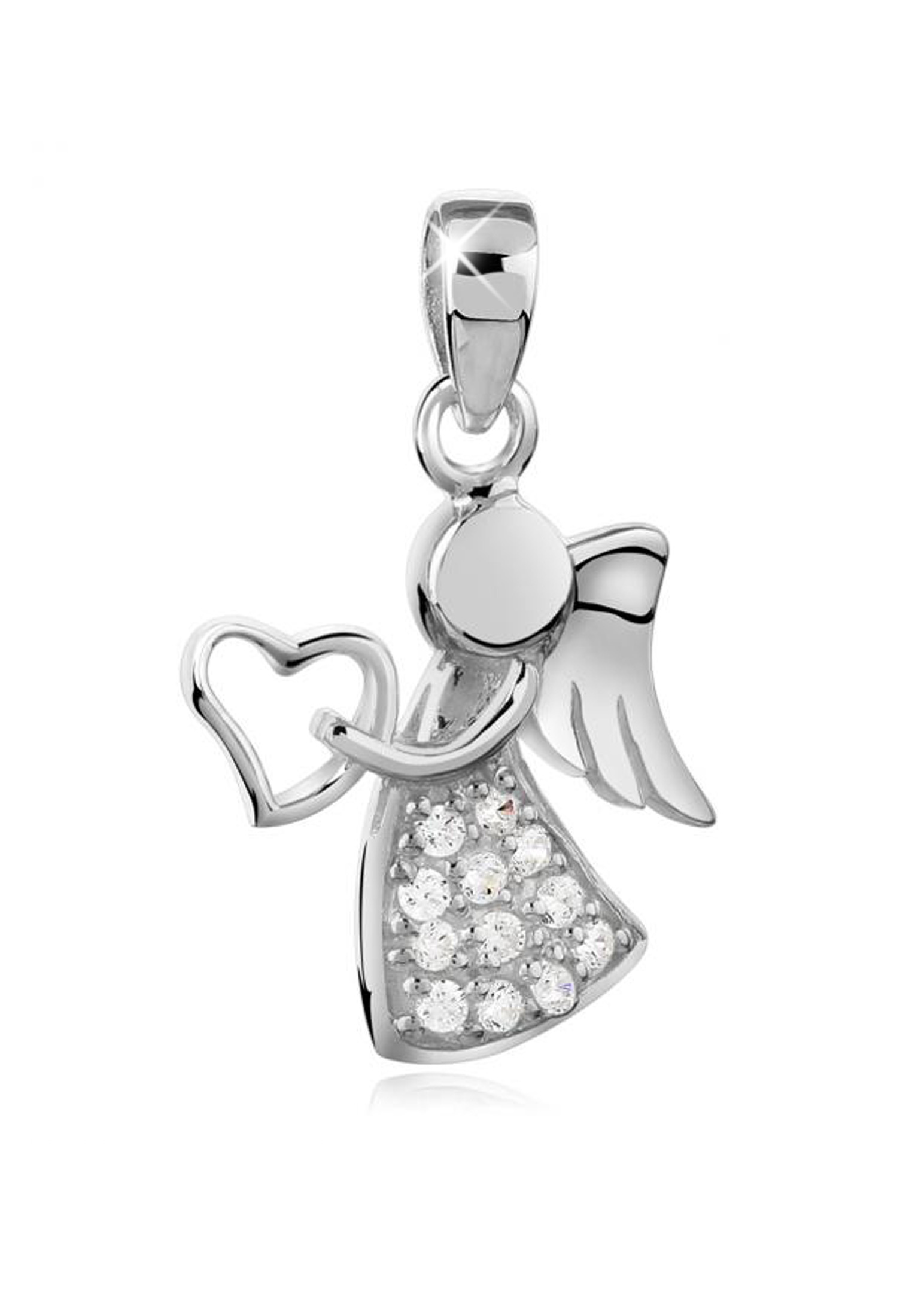 Anhänger Engel | Zirkonia ( Weiß ) | 925er Sterling Silber