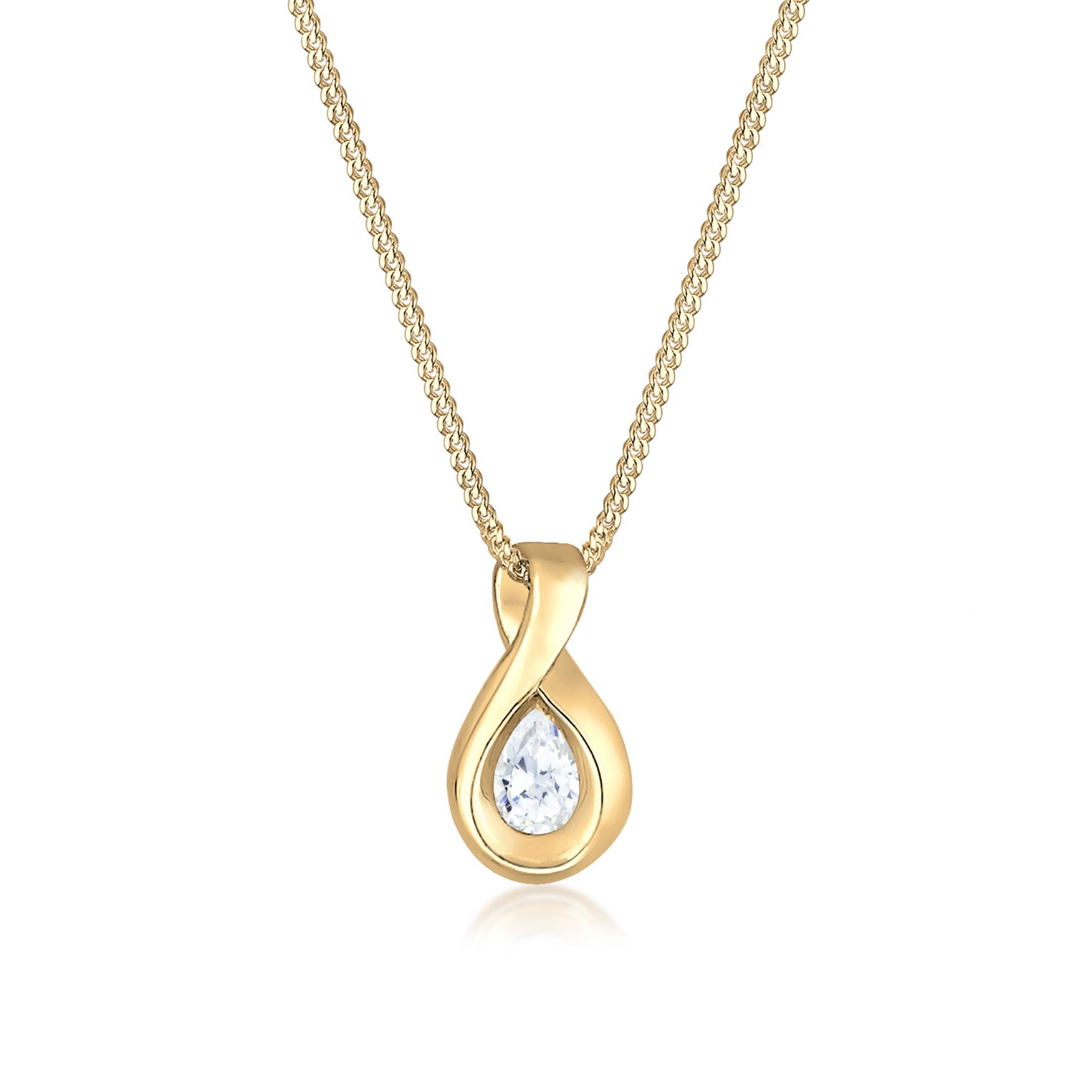 Halskette Infinity | Zirkonia ( Weiß ) | 585 Gelbgold