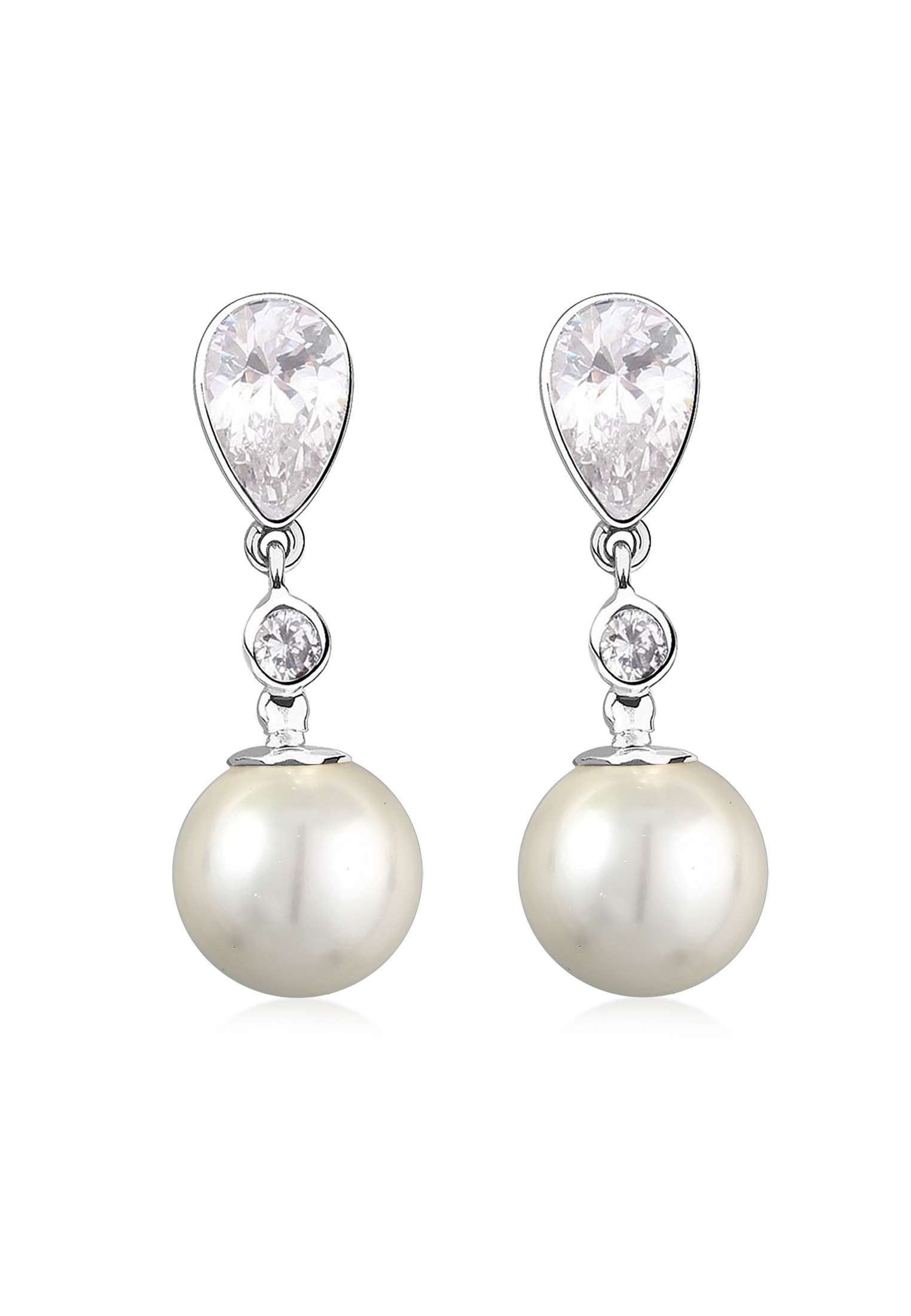 Ohrhänger | Perle, Zirkonia ( Weiß ) | 925er Sterling Silber