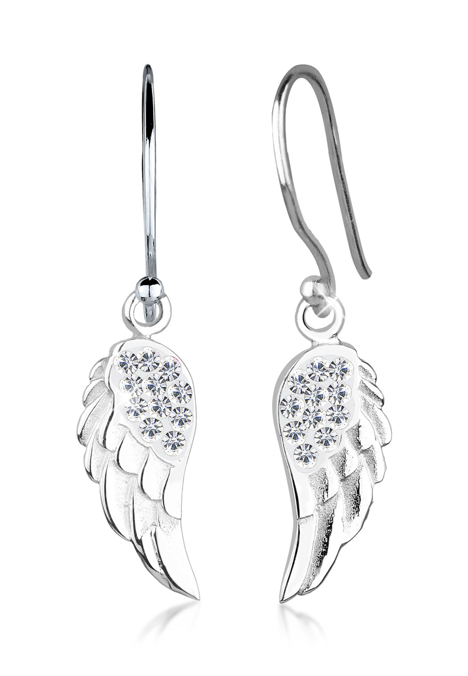 Ohrhänger Flügel | Kristall ( Weiß ) | 925er Sterling Silber