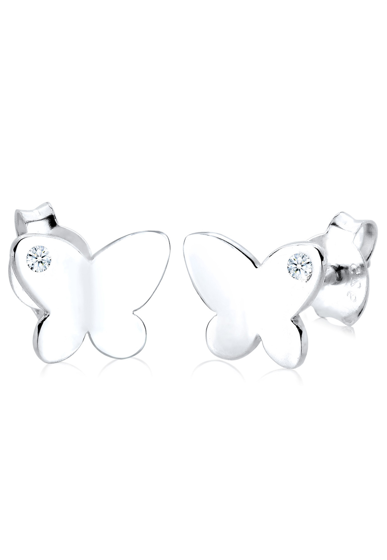 Ohrring Schmetterling | Diamant ( Weiß, 0,03 ct ) | 925er Sterling Silber