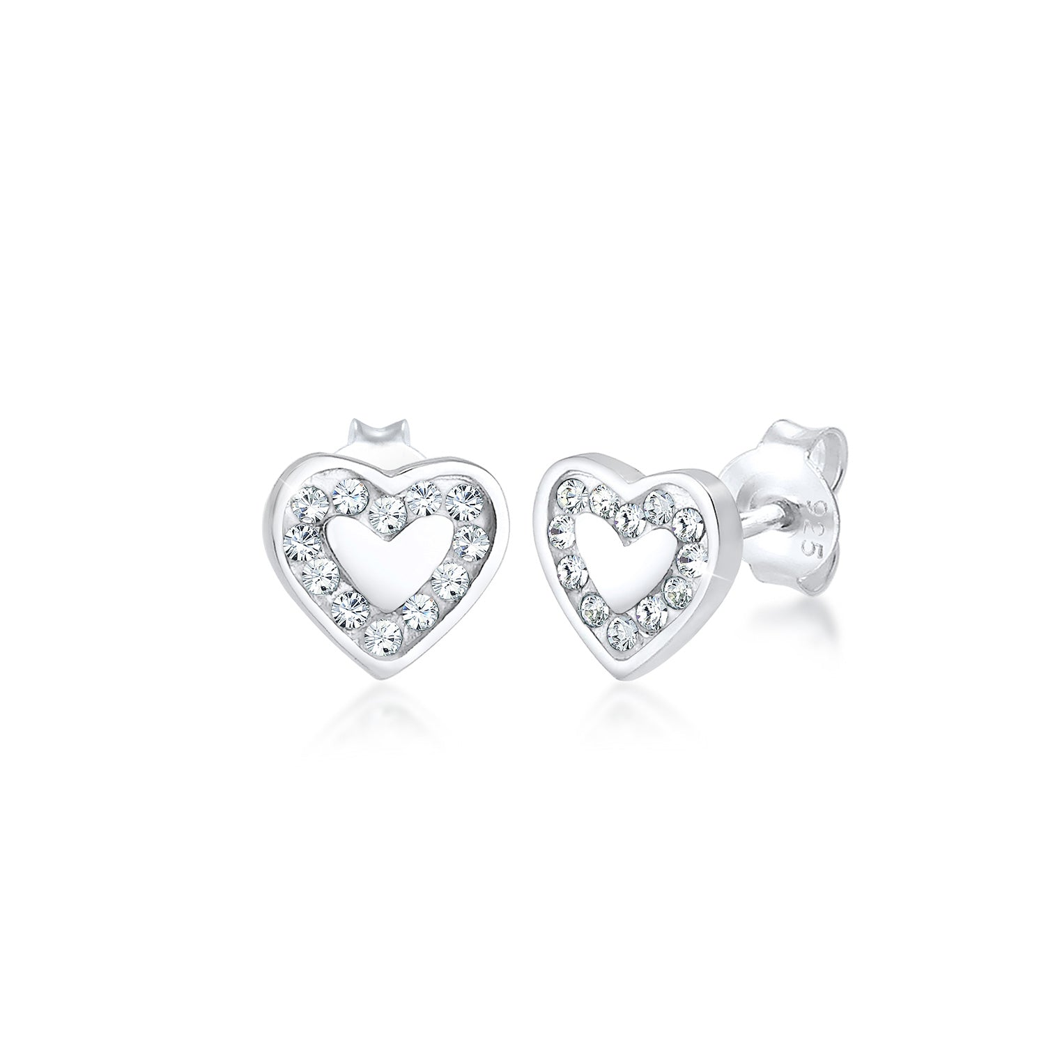 Ohrring Herz | Kristall ( Weiß ) | 925er Sterling Silber