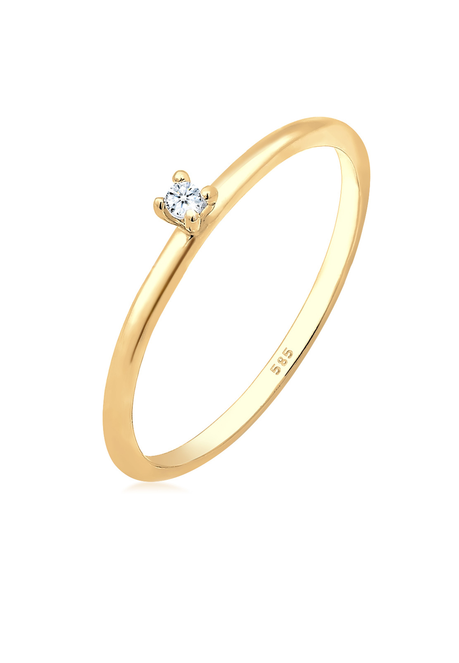 Solitär-Ring | Diamant ( Weiß, 0,015 ct ) | 585 Gelbgold