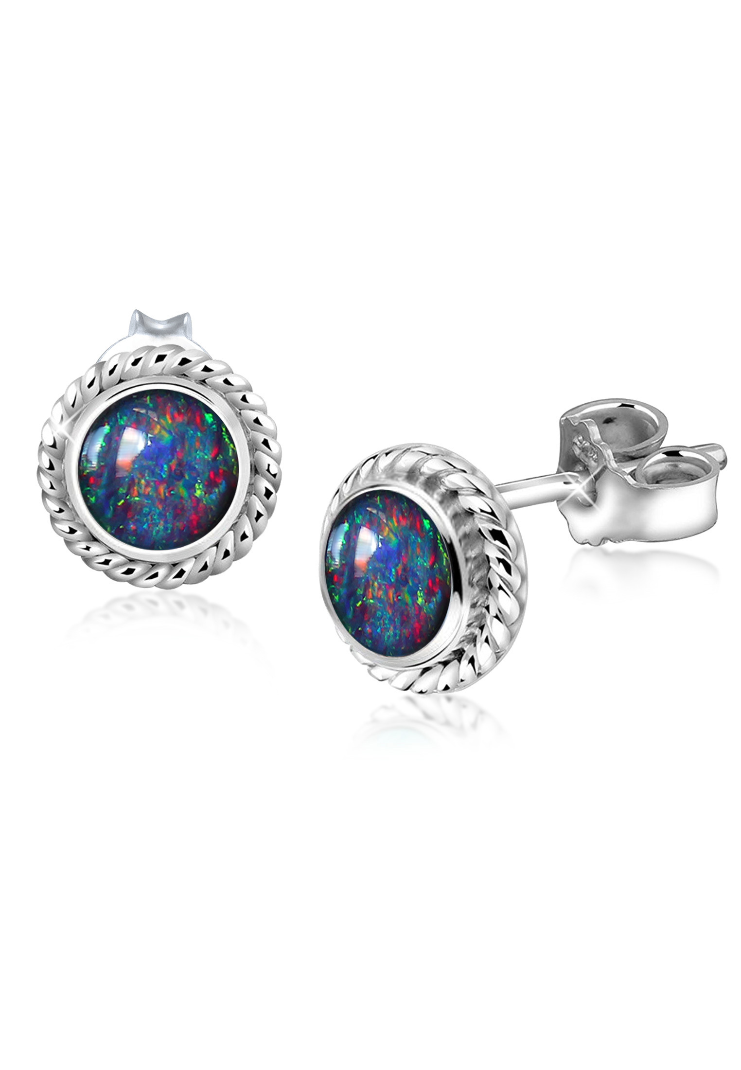 Ohrstecker | Opal ( Bunt ) | 925er Sterling Silber