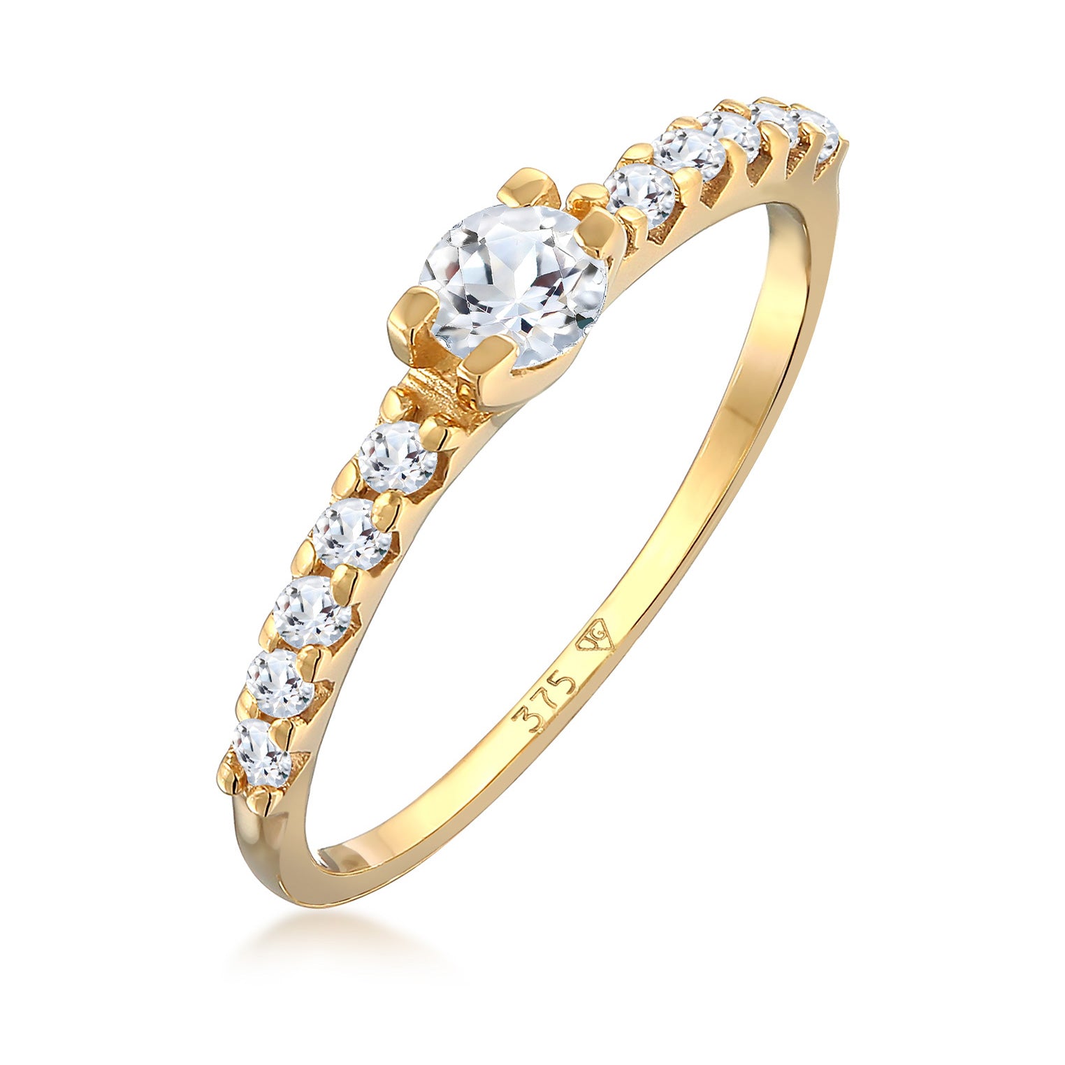 Solitär-Ring Verlobung | Topas (Weiß) | 375er Gelbgold