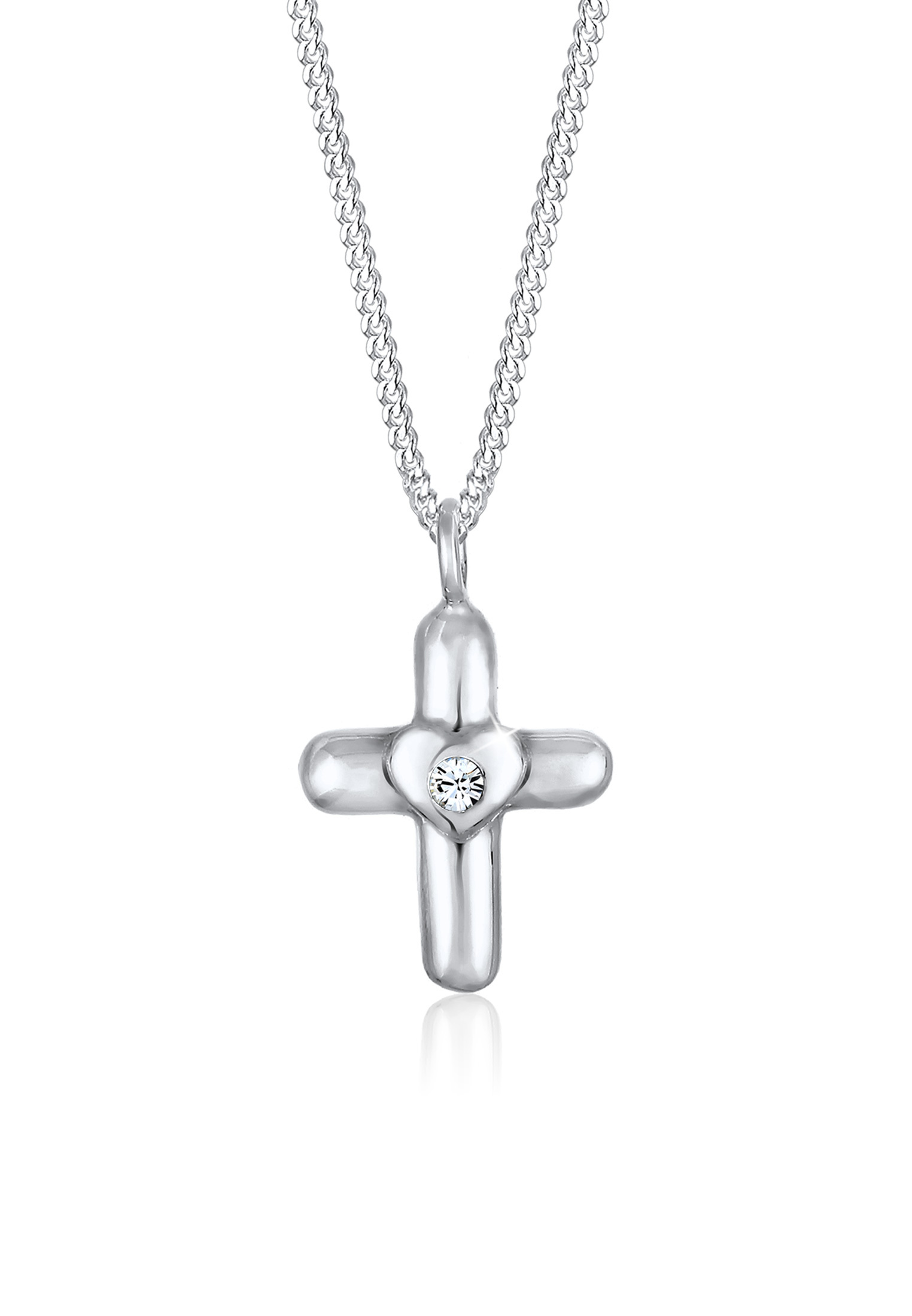 Halskette Herz | Kristall ( Weiß ) | 925 Sterling Silber vergoldet