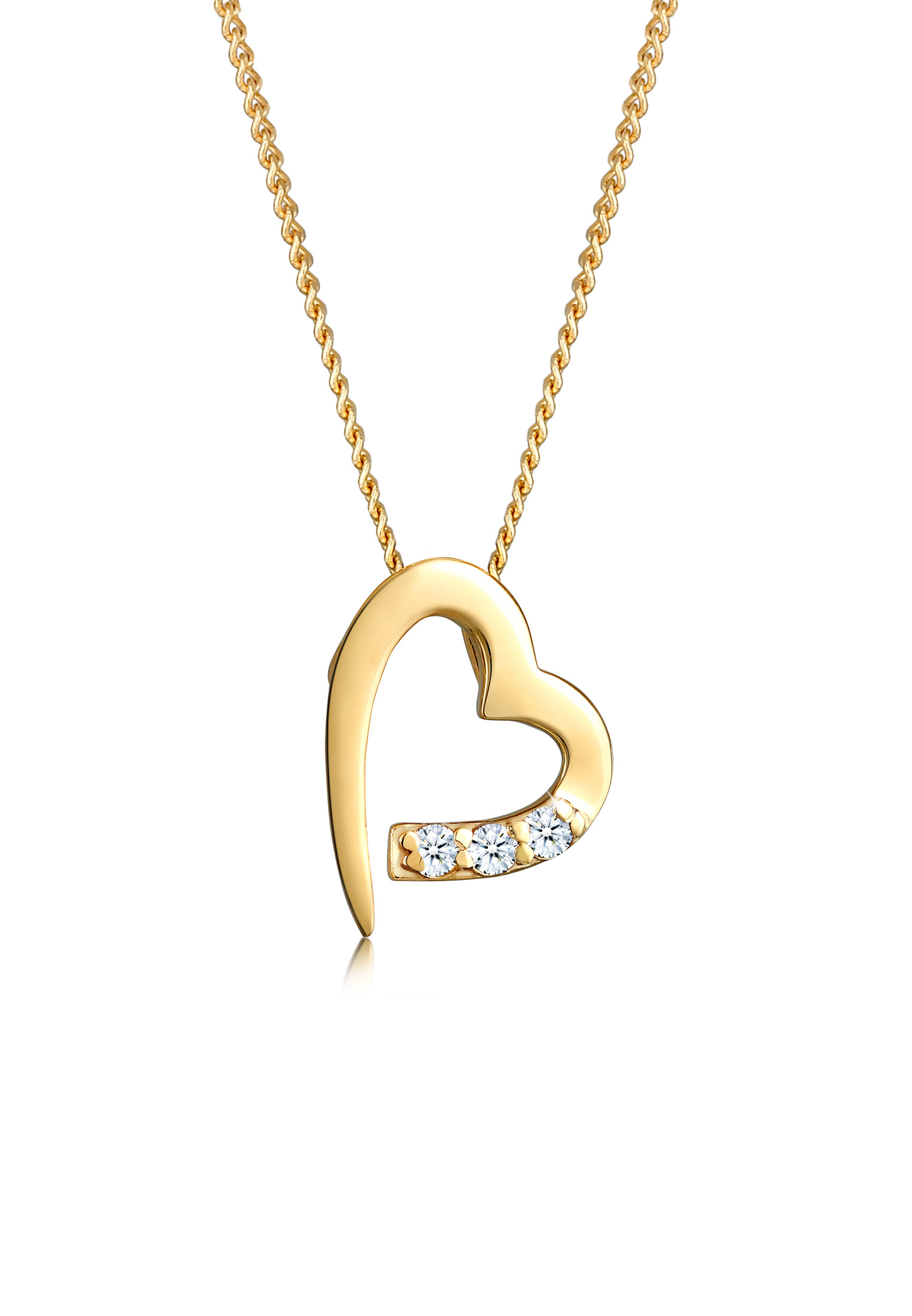 Halskette Herz | Diamant ( Weiß, 0,045 ct ) | 585 Gelbgold