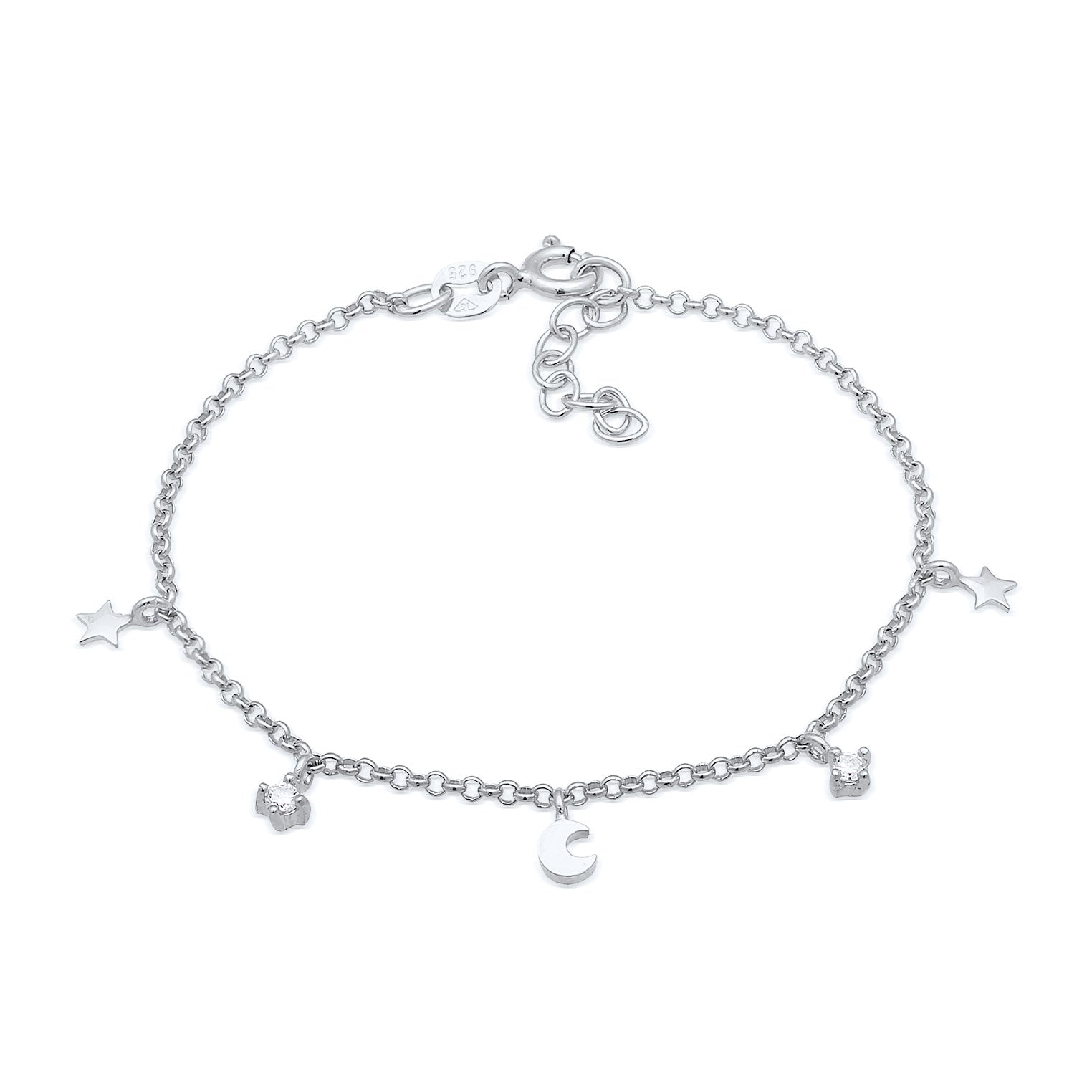 Armband Mond Stern | Kristall (Weiß) | 925er Sterling Silber