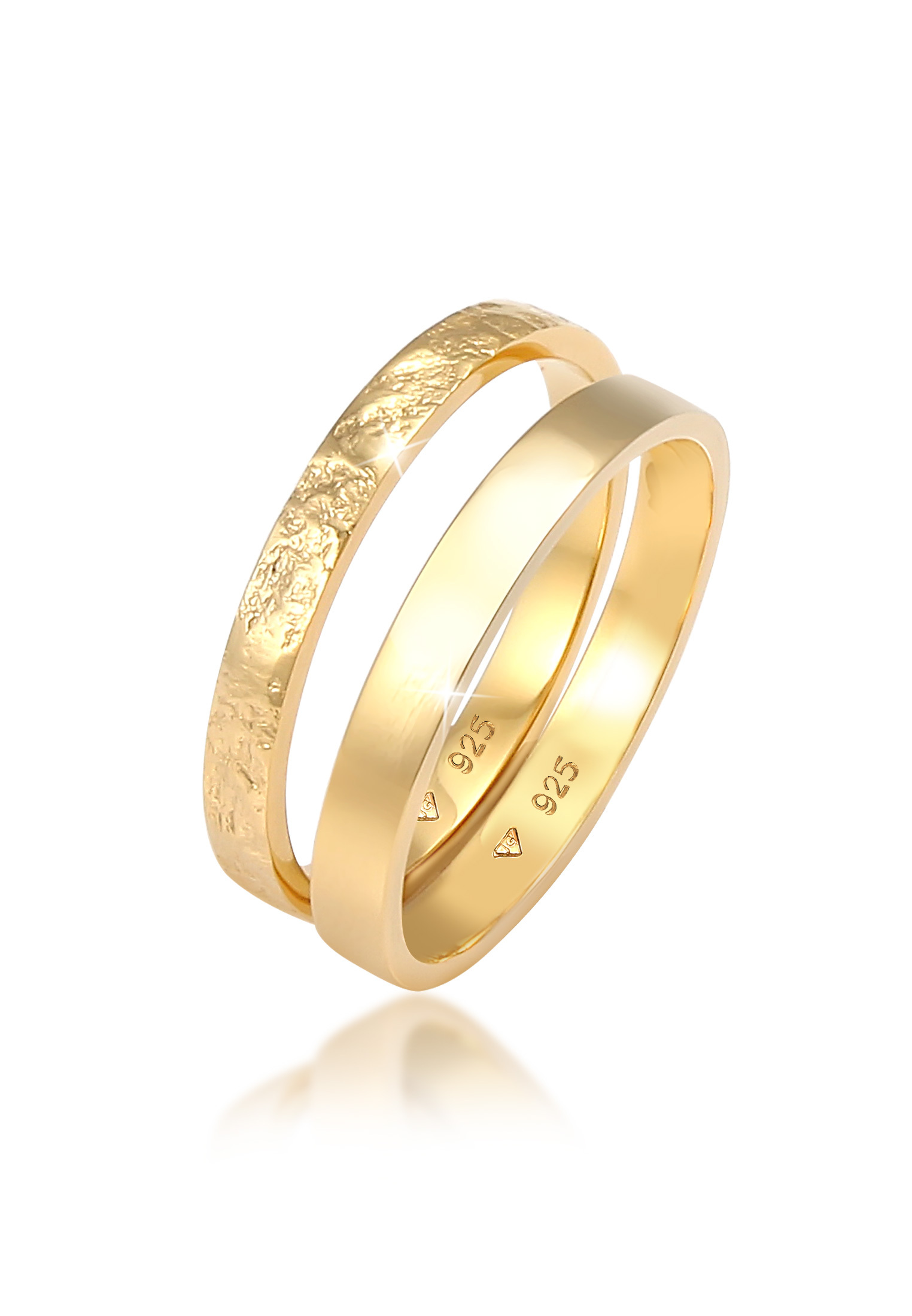 Banding 2er Set Gehämmert & Glänzend | 925 Sterling Silber