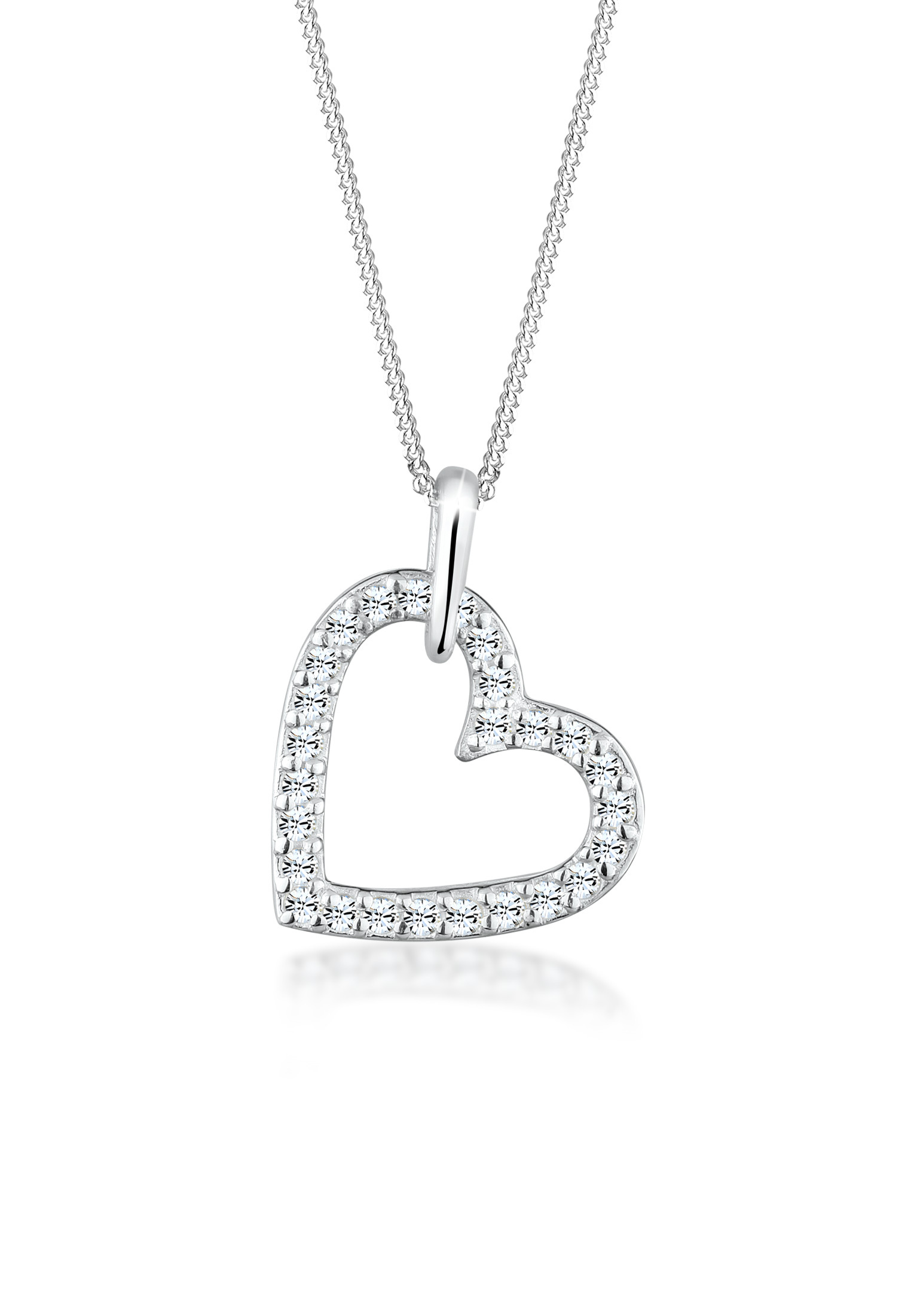Halskette Herz | Kristall ( Weiß ) | 925er Sterling Silber