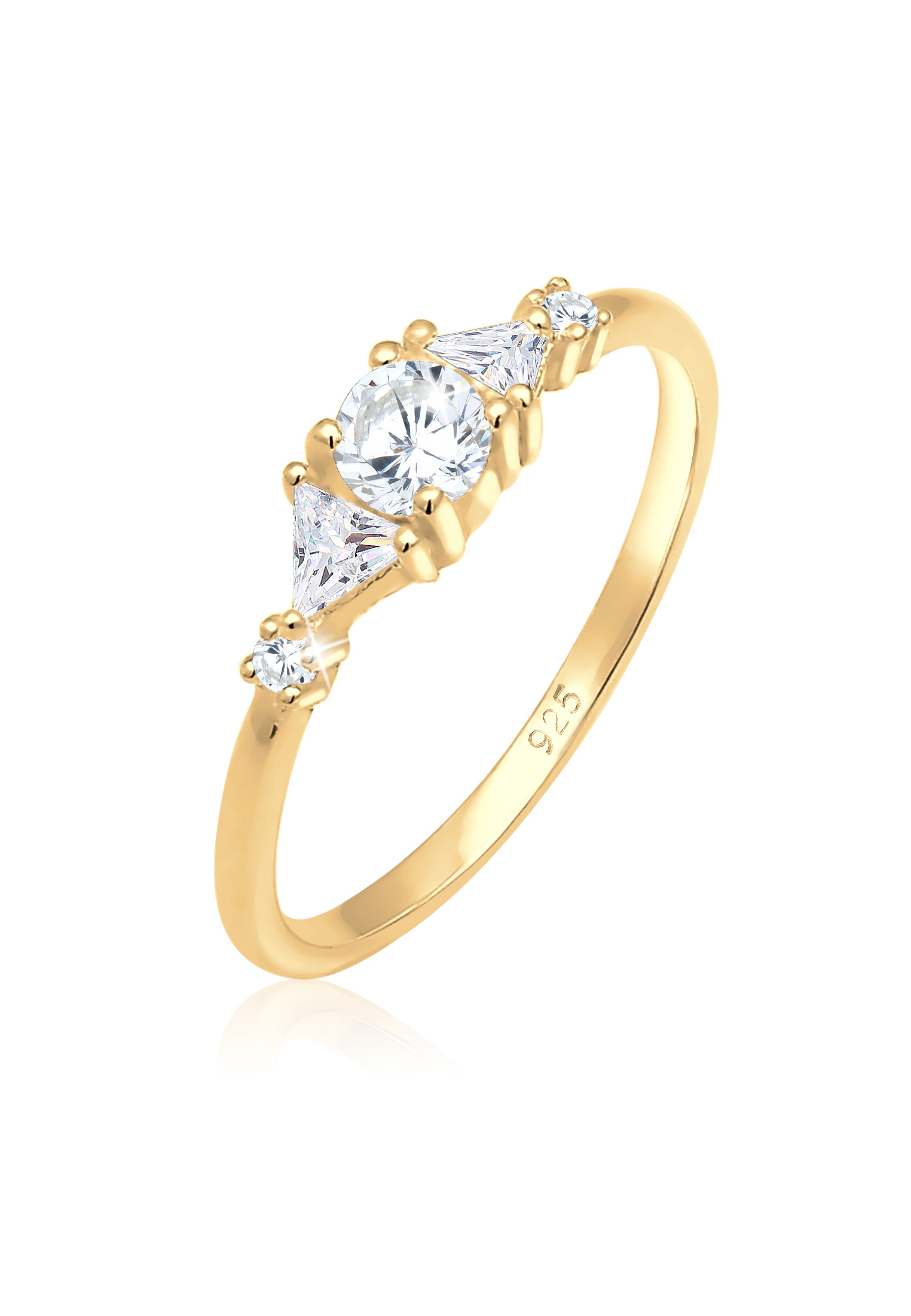Verlobungsring | Zirkonia ( Weiß ) | 925 Sterling Silber vergoldet