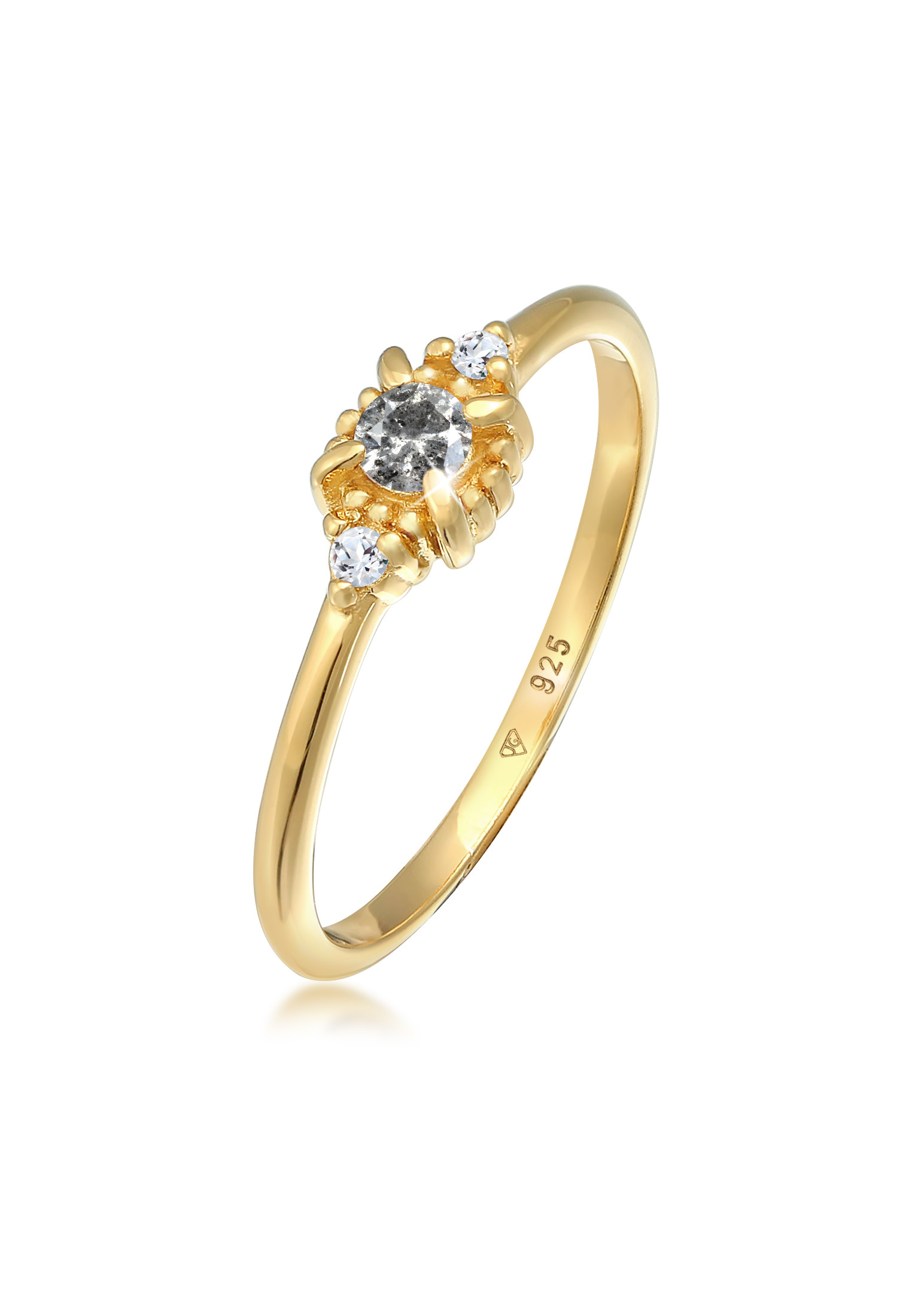 Verlobungsring | Salt & Pepper Diamant (0.11 ct.), Topas (weiß) | 925er Sterling Silber