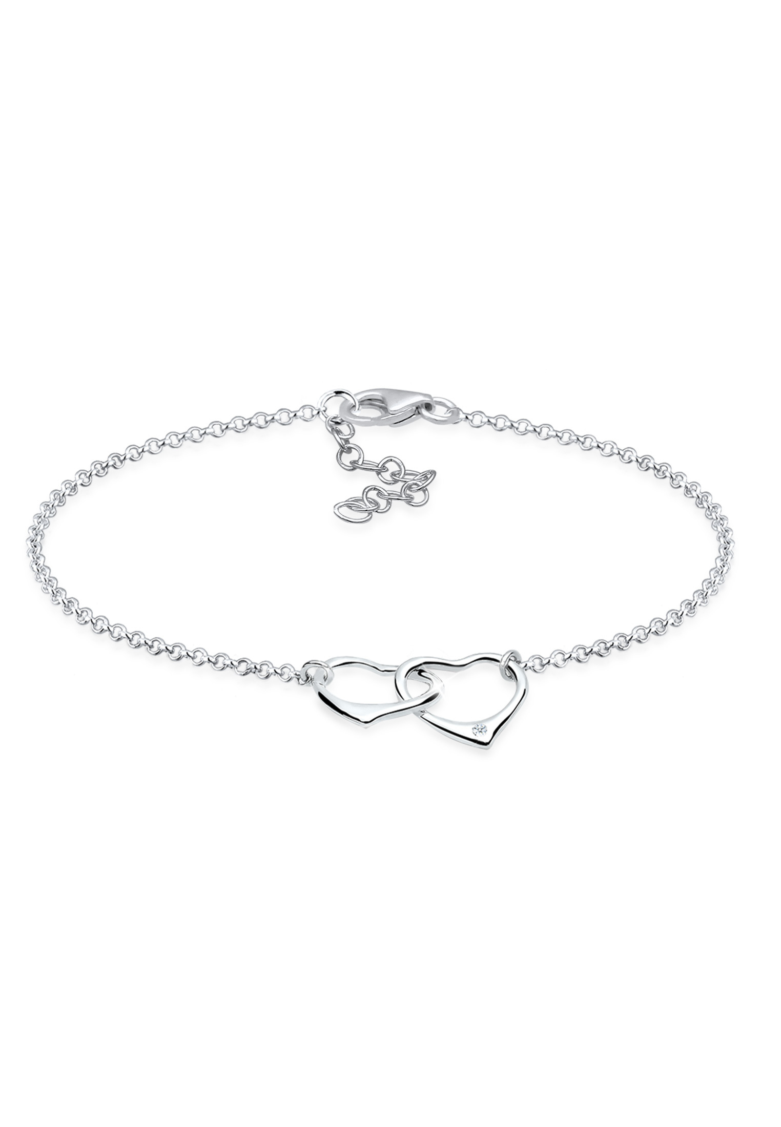 Armband Herz | Diamant ( Weiß, 0,015 ct ) | 925er Sterling Silber