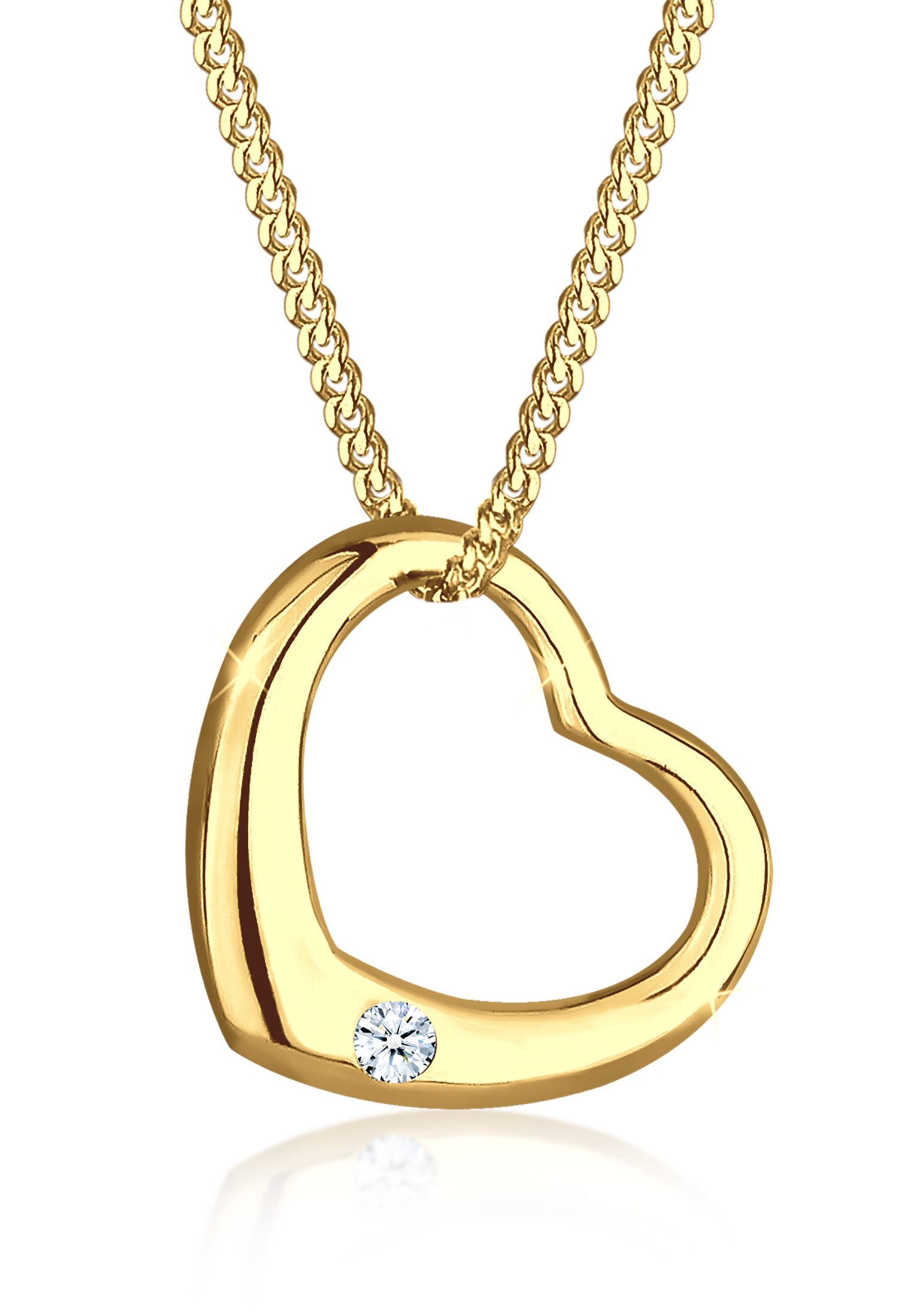 Halskette Herz | Diamant (Weiß, 0,03 ct) | 925er Sterling Silber