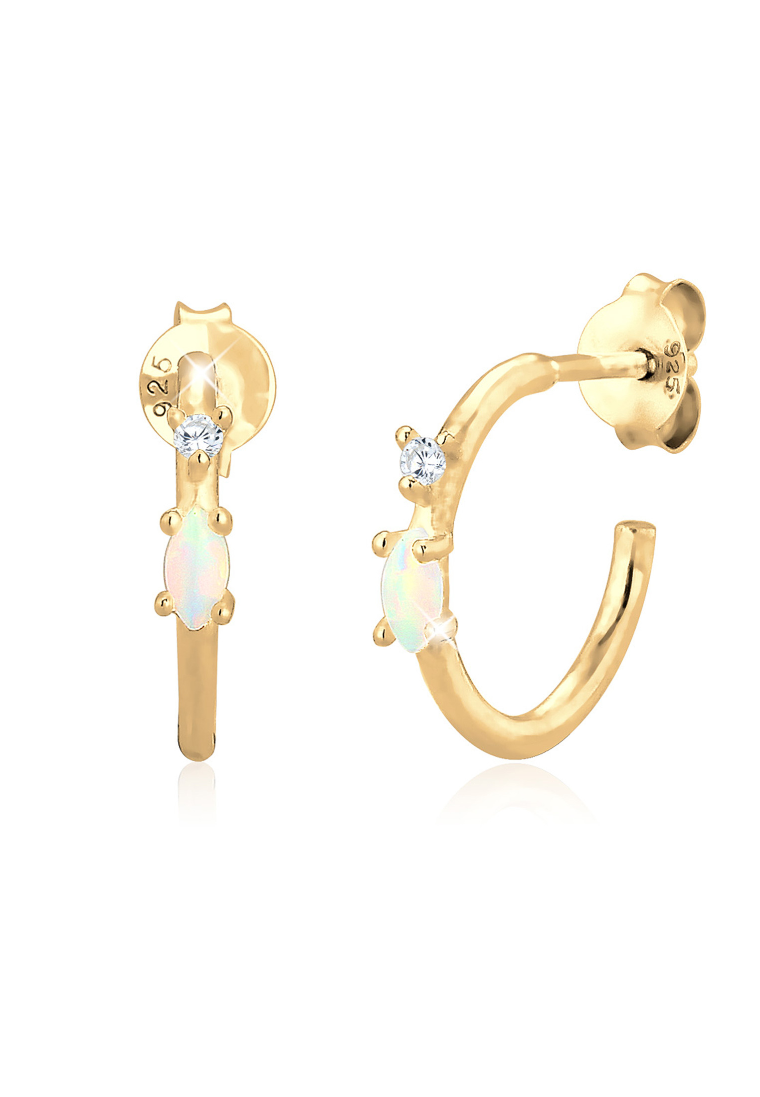 Creole | Opal ( Weiß ) | 925 Sterling Silber vergoldet