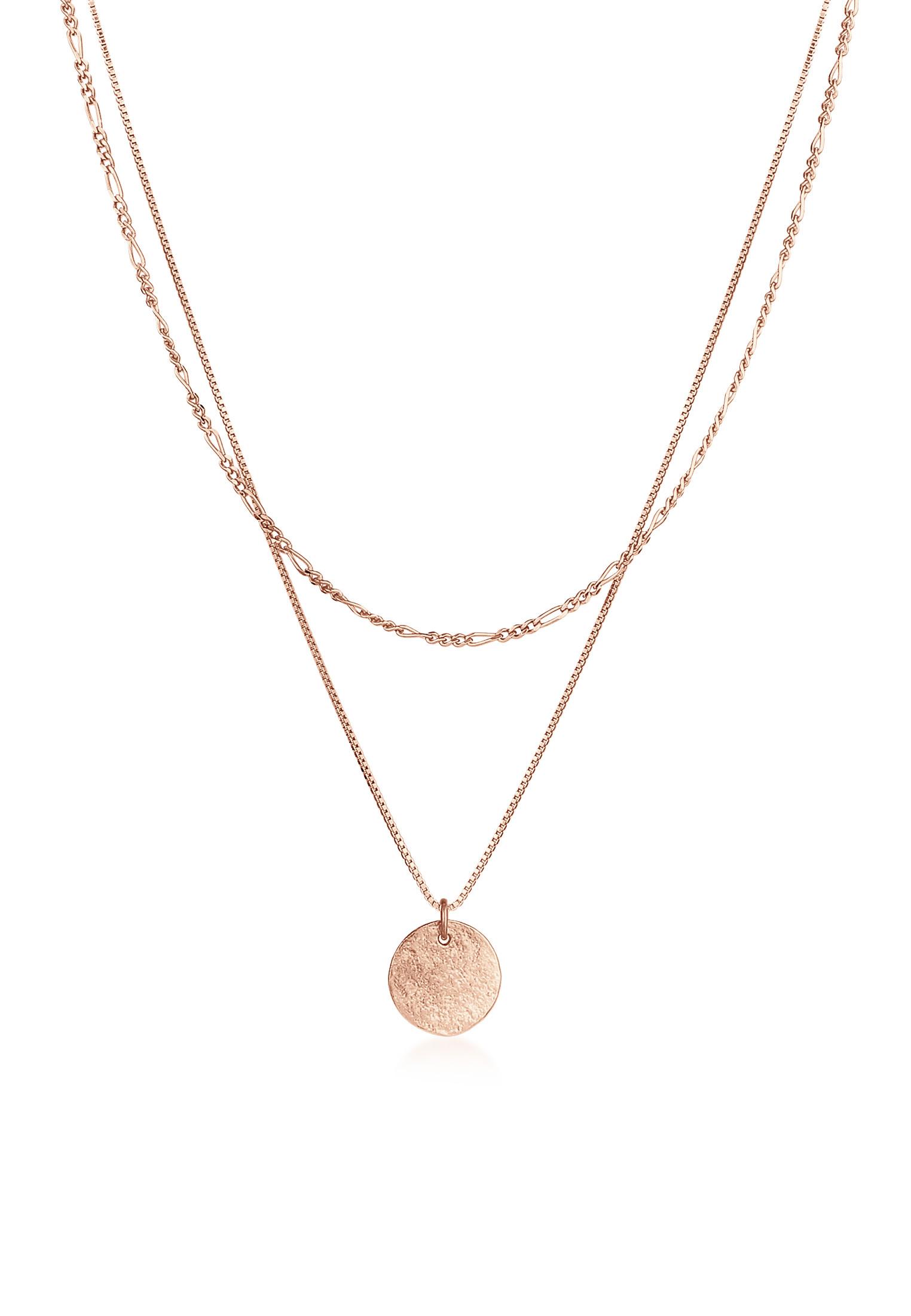 Layer-Halskette Münze Figaro | 925 Sterling Silber