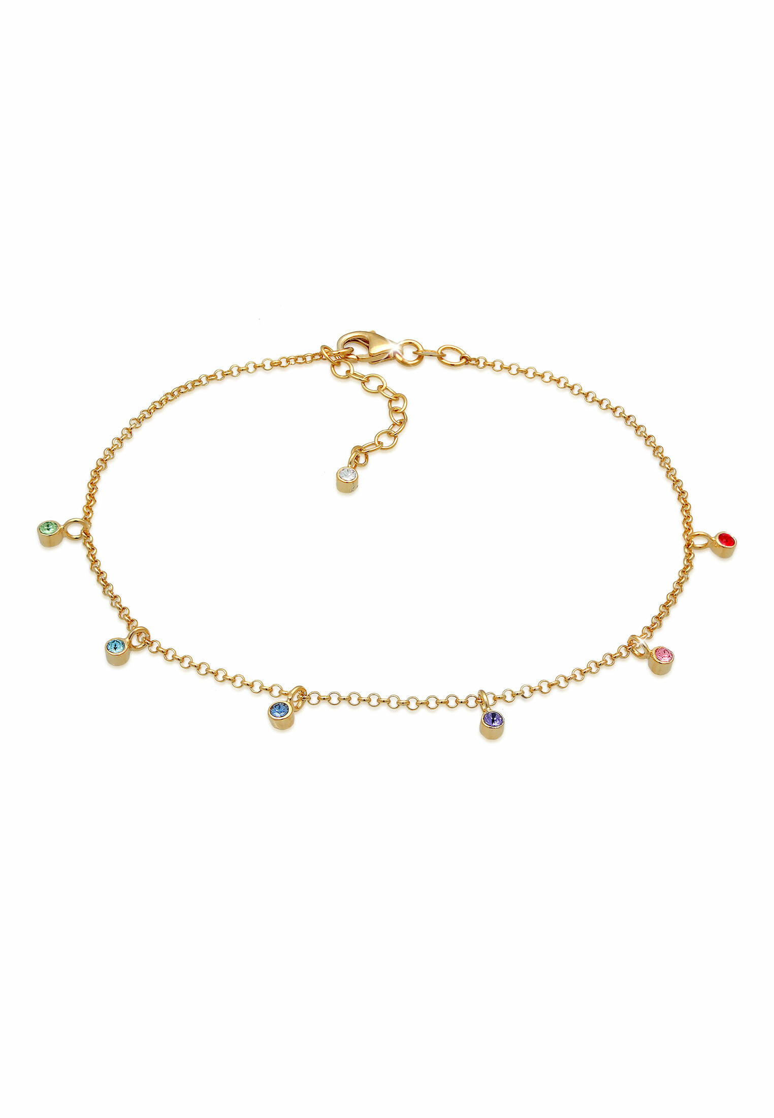 Fußkettchen | Kristall ( Hellblau ) | 925 Sterling Silber vergoldet
