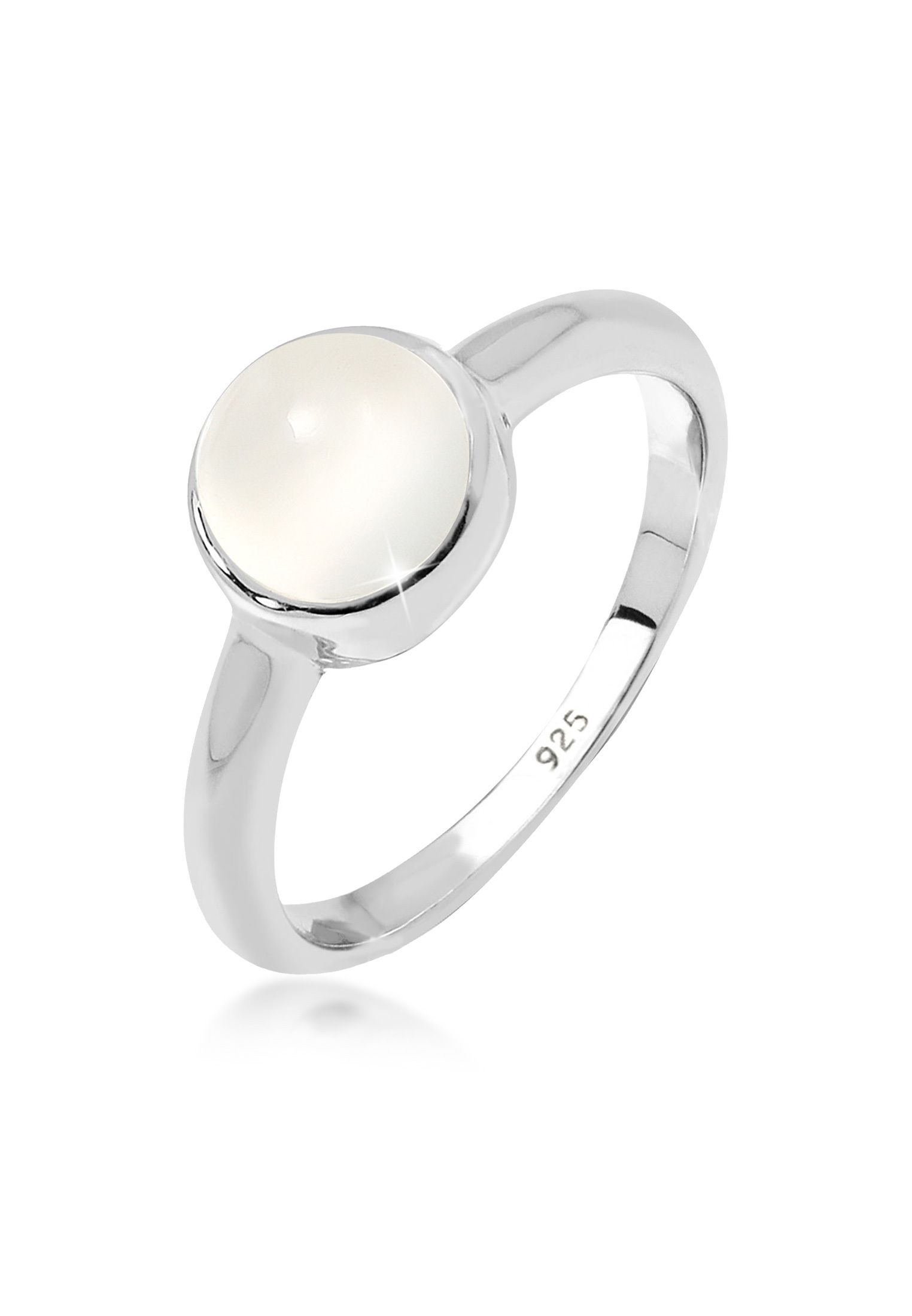 Solitär-Ring | Mondstein ( Weiß ) | 925er Sterling Silber