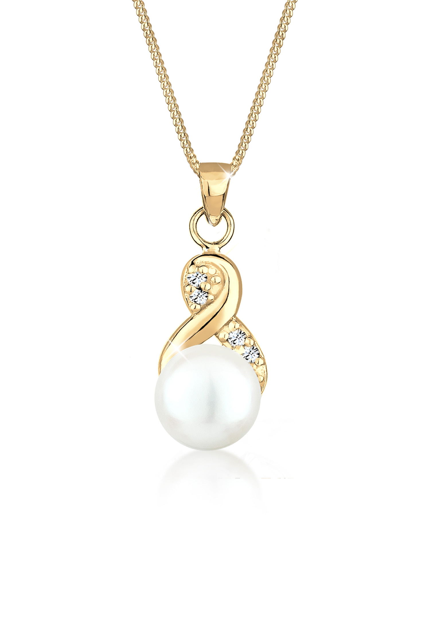 Halskette Infinity | Süßwasserperle, Kristall ( Weiß ) | 925er Sterling Silber
