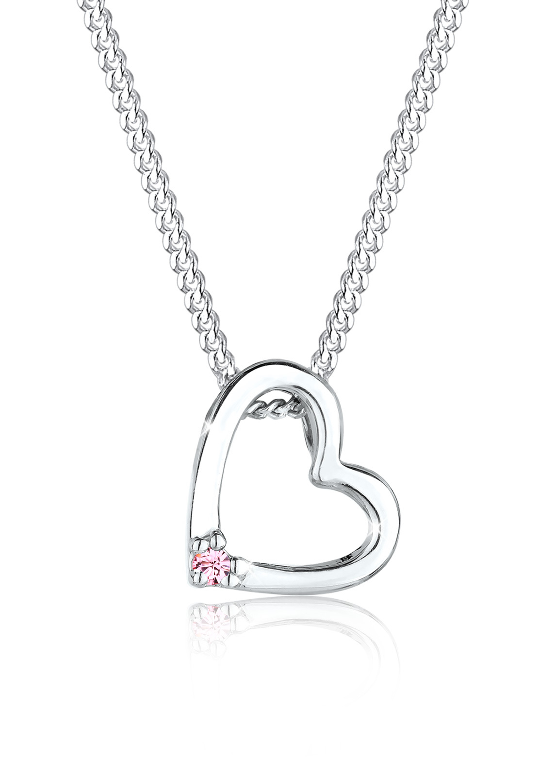 Halskette Herz | Kristall ( Weiß ) | 925er Sterling Silber