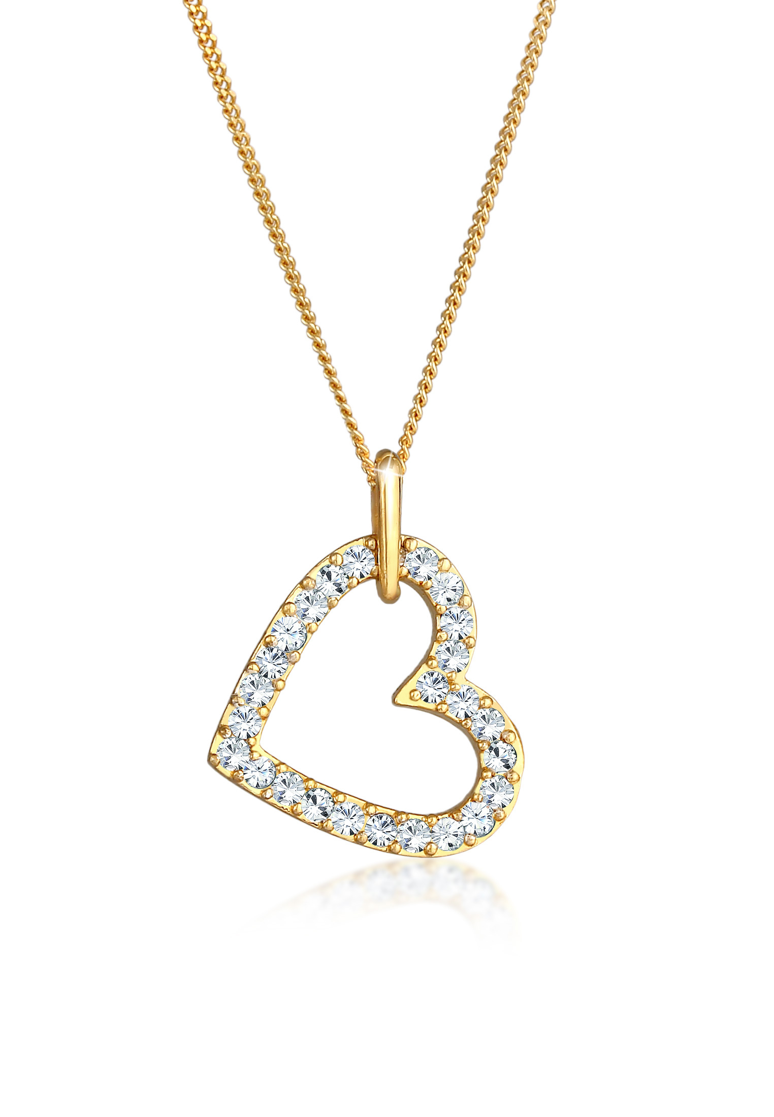 Halskette Herz | Kristall ( Weiß ) | 925er Sterling Silber
