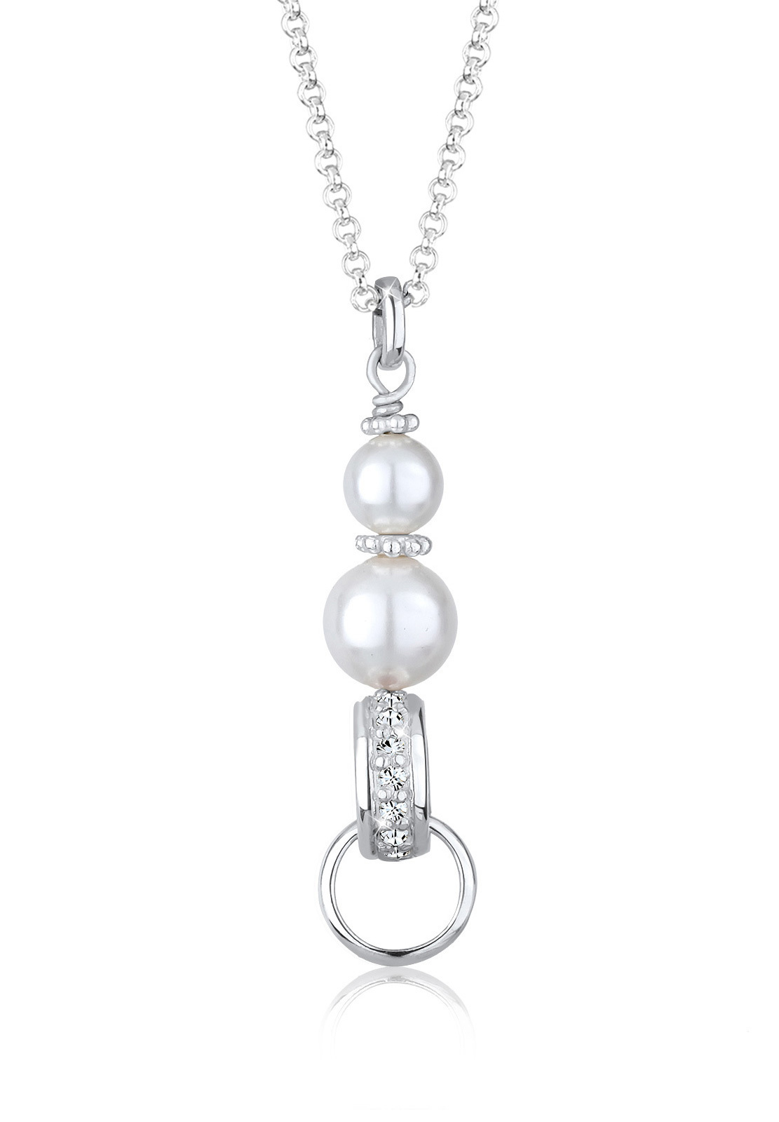 Charmträger | Perle, Kristall ( Weiß ) | 925er Sterling Silber
