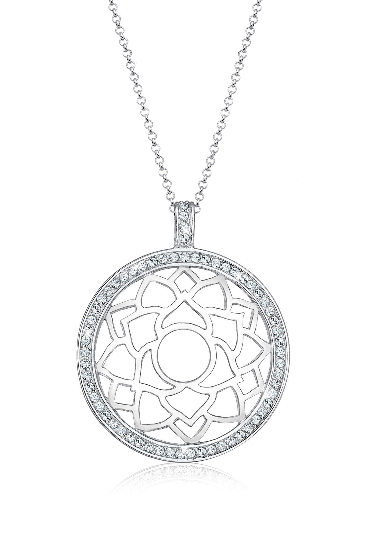 Lange Halskette Chakra | Kristall ( Weiß ) | 925er Sterling Silber