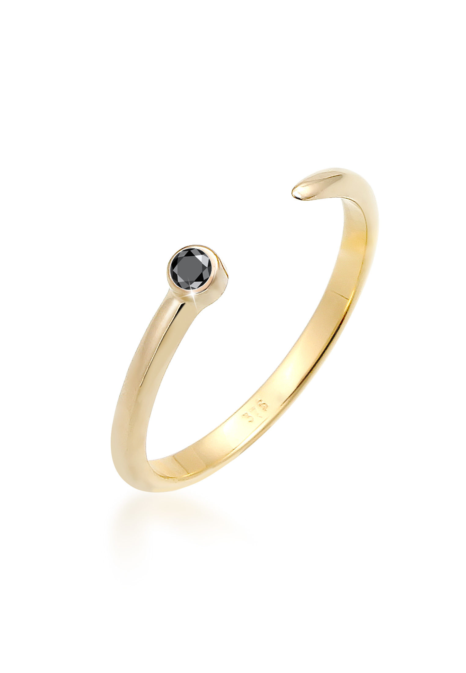 Ring | Diamant ( Schwarz, 0,03 ct ) | 375 Gelbgold