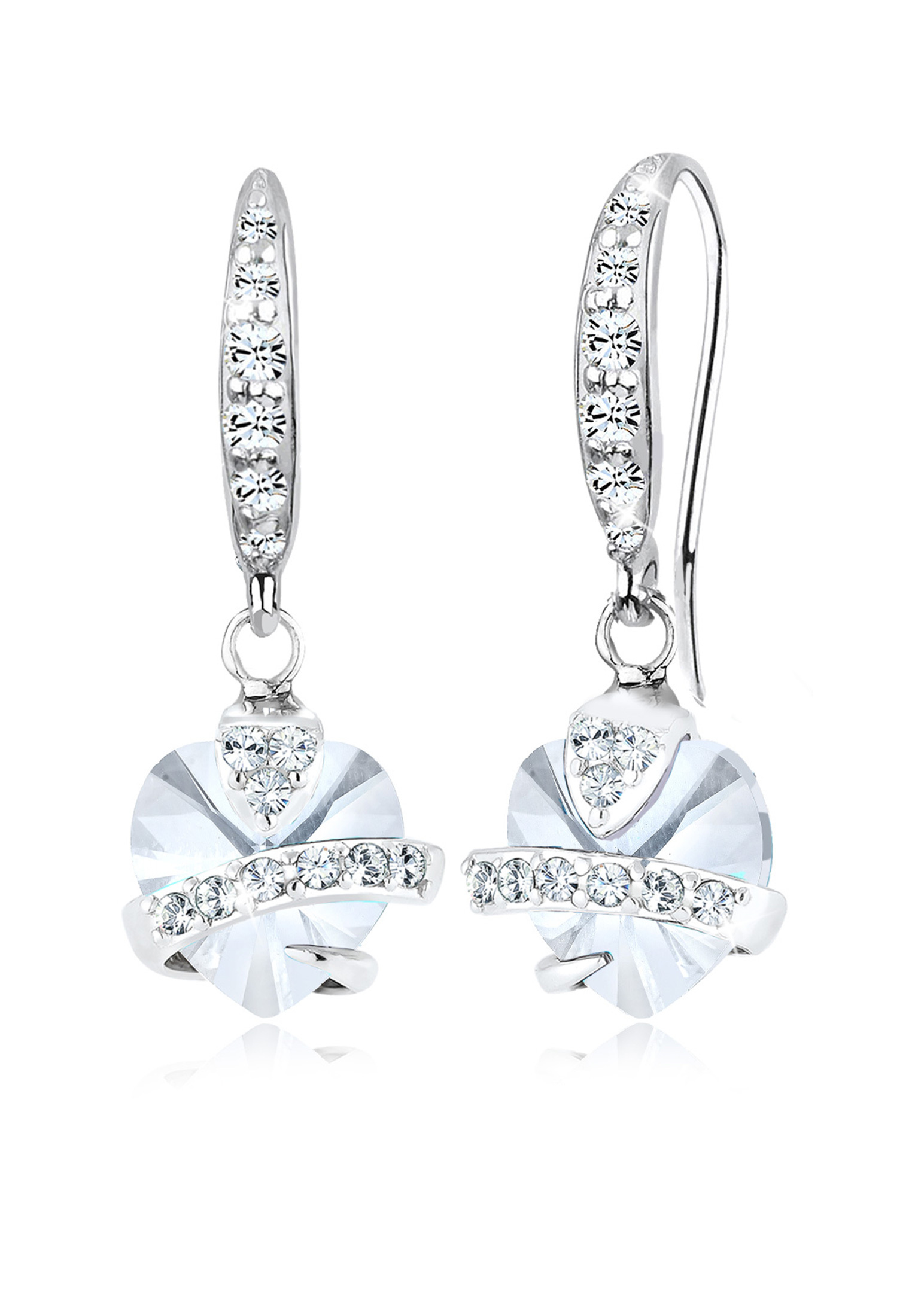 Ohrhänger Herz | Kristall ( Weiß ) | 925er Sterling Silber