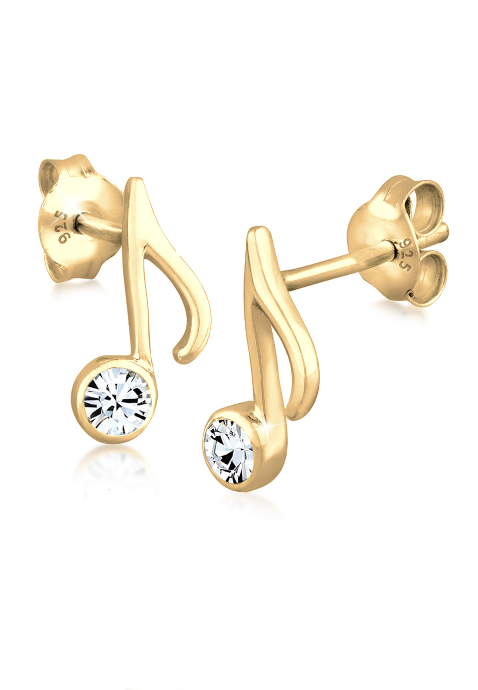 Ohrstecker Note | Kristall ( Weiß ) | 925er Sterling Silber