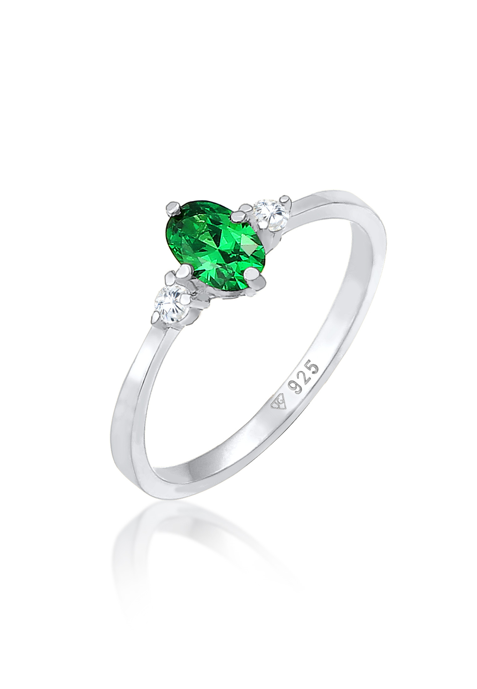 Verlobungsring | Zirkonia ( Grün ) | 925 Sterling Silber vergoldet
