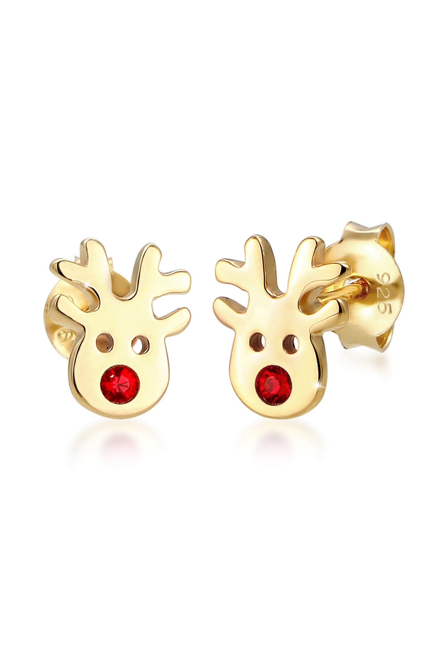 Ohrstecker Hirsch | Kristall ( Rot ) | 925er Sterling Silber